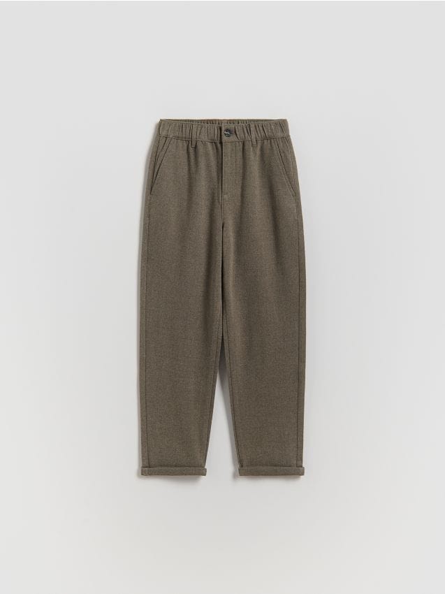 Reserved - Spodnie z wiskozą - ciemnobrązowy