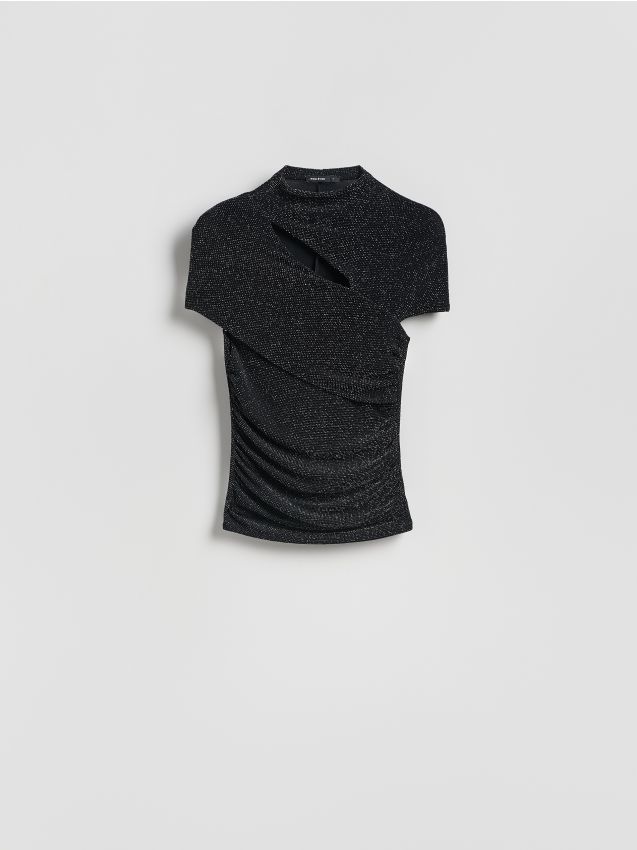 Reserved - T-shirt z metalicznym efektem - czarny