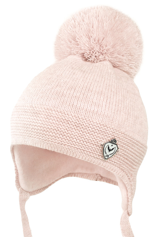 Czapka niemowlęca na zimę TABASCO z pomponem róż