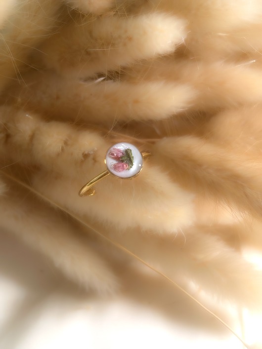 Pierścionek z kwiatami - wrzosy