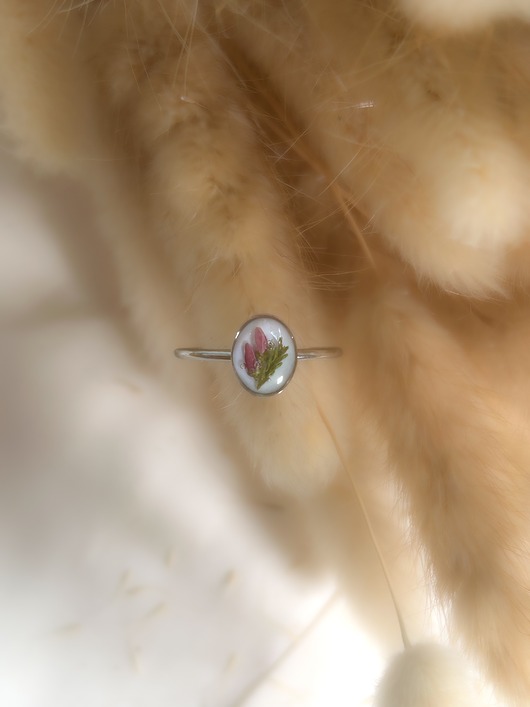 Pierścionek z kwiatami - wrzosy