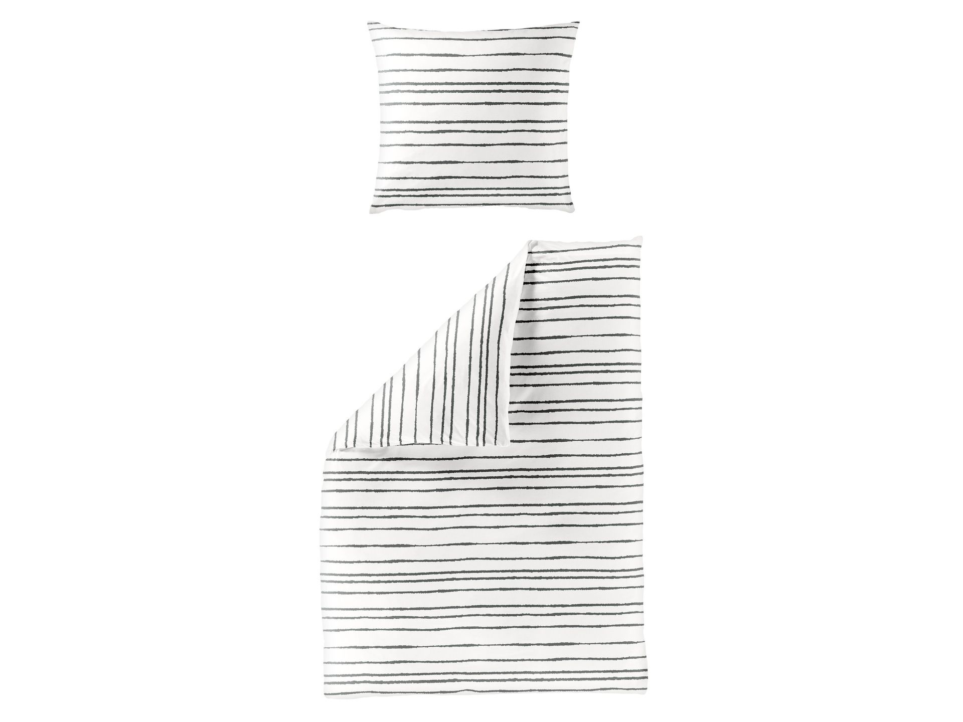 Bierbaum Pościel renforcé z bawełny (Szary/ biały prążkowany, 155 X 220 CM)