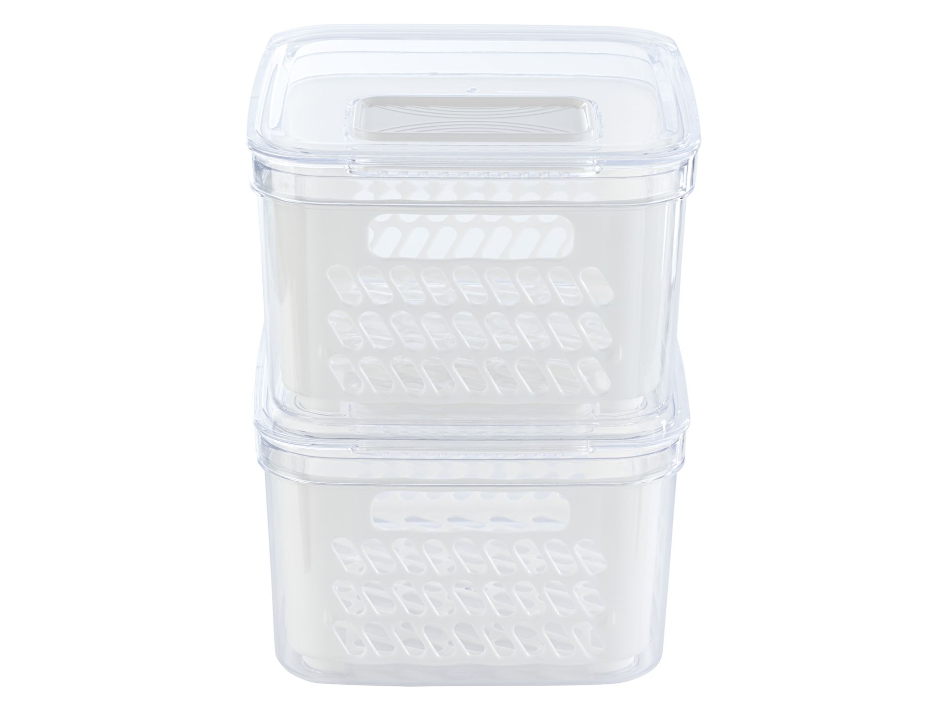 LIVARNO home Pojemnik lub zestaw pojemników do przechowywania żywności z wyjmowanym wkładem ociekowym (małe 2 szt., białe)