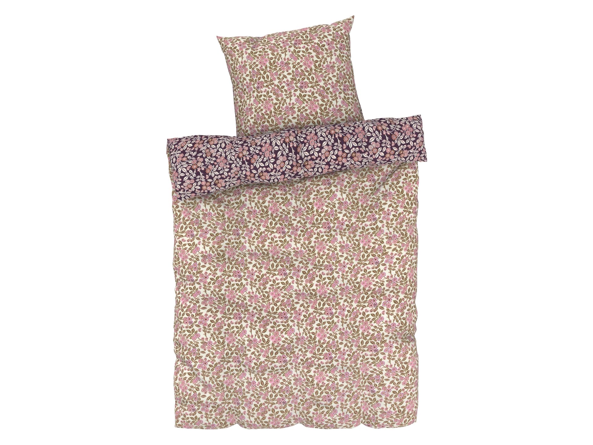 LIVARNO home Pościel z mikrowłókna satynowego, 140 x 200 cm (Kwiaty/ różowy/ biały)
