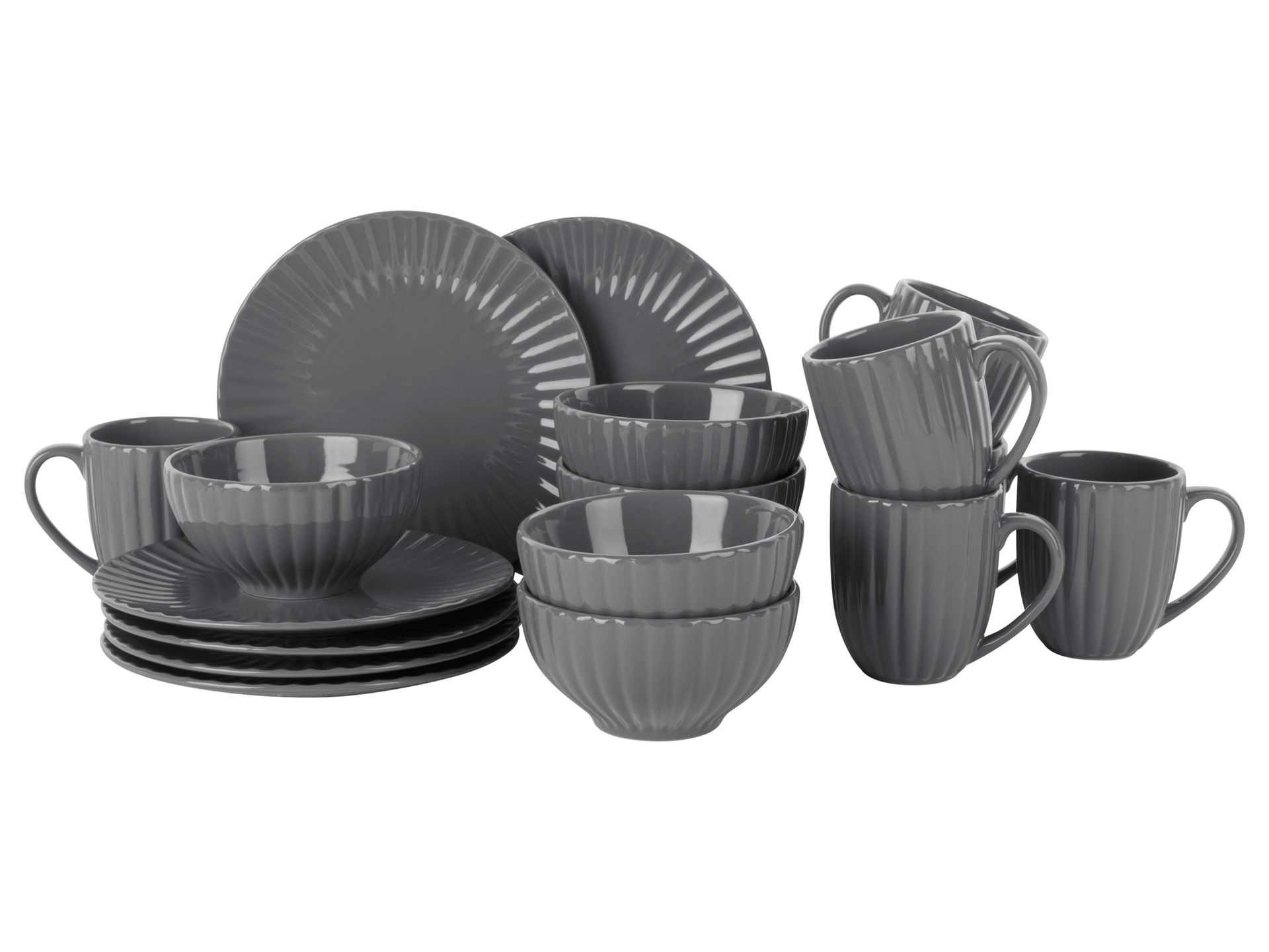 LIVARNO home Zestaw naczyń z kamionki, 18 elementów (Szary)