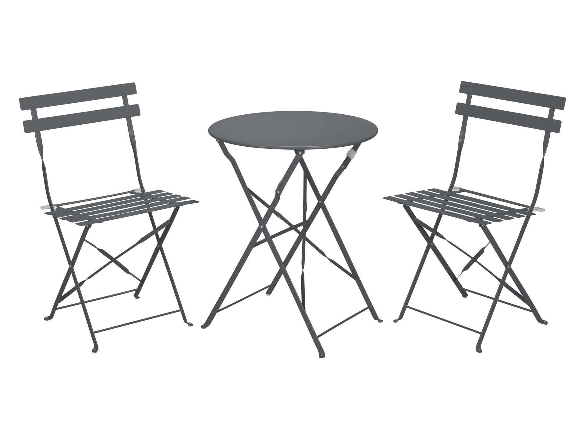 LIVARNO home Zestaw mebli tarasowych, stolik i 2 składane krzesła (Antracytowy)