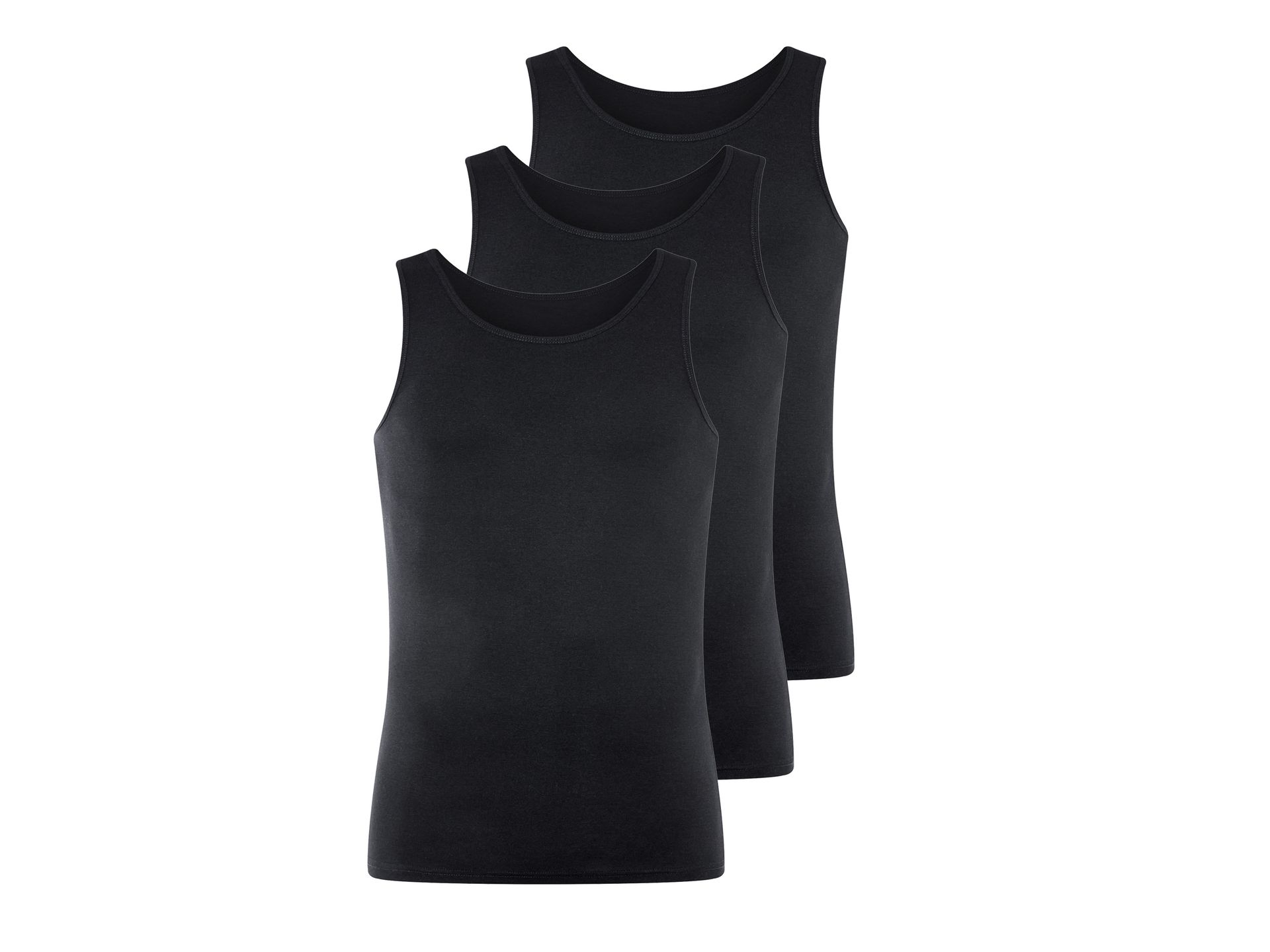 LIVERGY® Podkoszulki męskie z bawełny, 3 sztuki (Czarny, 5/M)