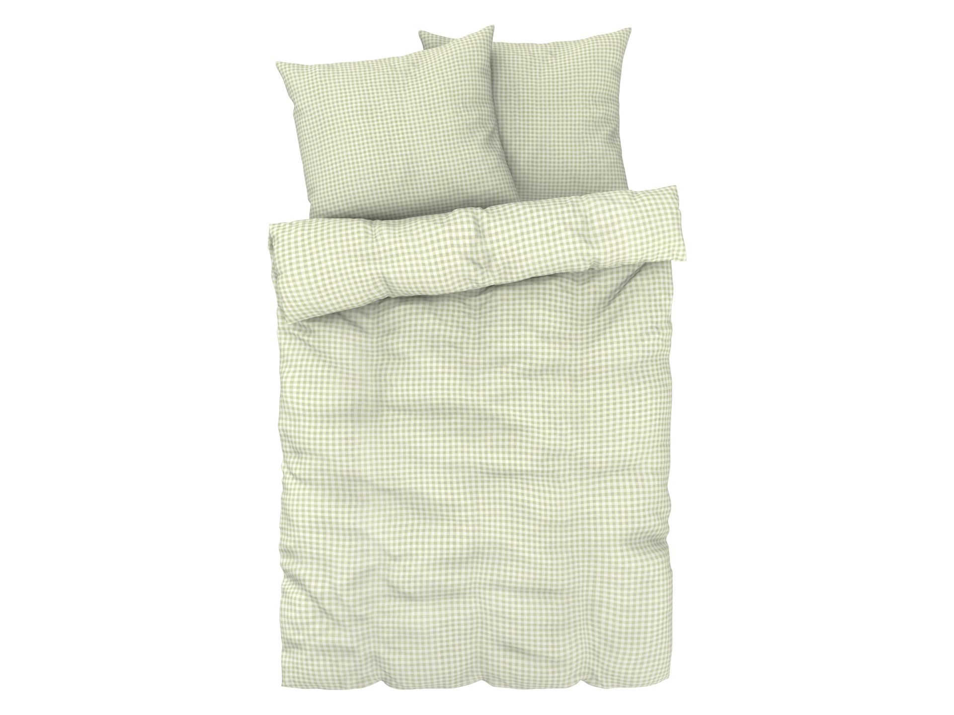 LIVARNO home Pościel z mikrowłókna satynowego, 220 x 200 cm (zielony/czekoladowy)