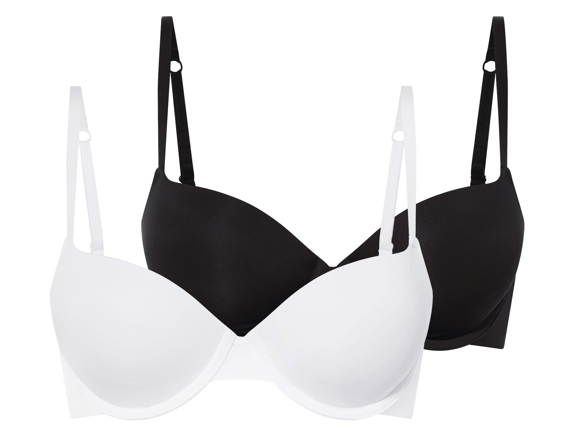 esmara® Biustonosze push-up, 2 pary (Czarny / biały, 85D)