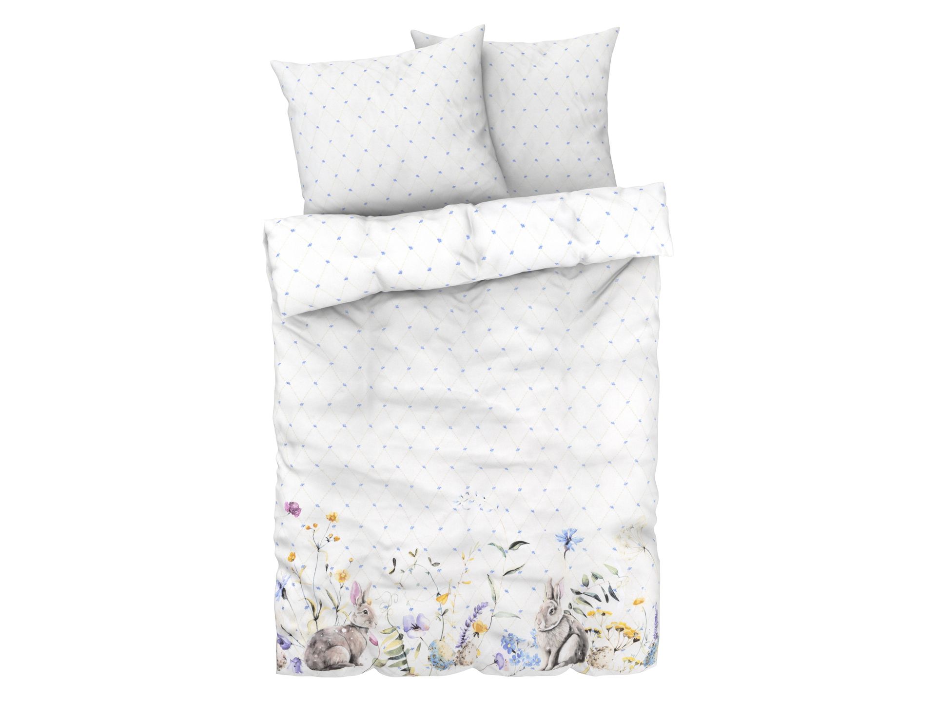 LIVARNO home Pościel z mikrowłókna satynowego, 160 x 200 cm (zając/kwiaty)