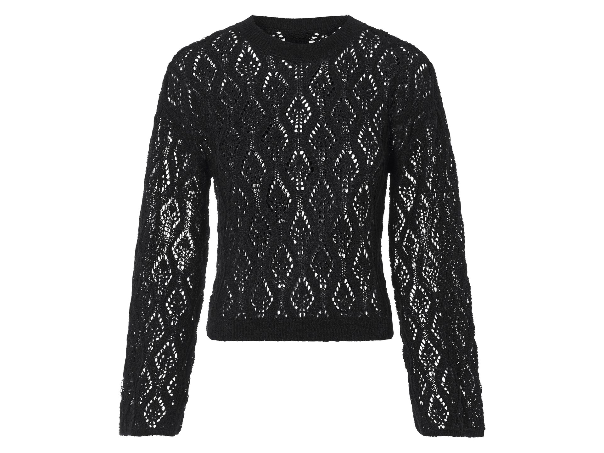 esmara® Sweter damski ażurowy (Czarny, L(44/46))