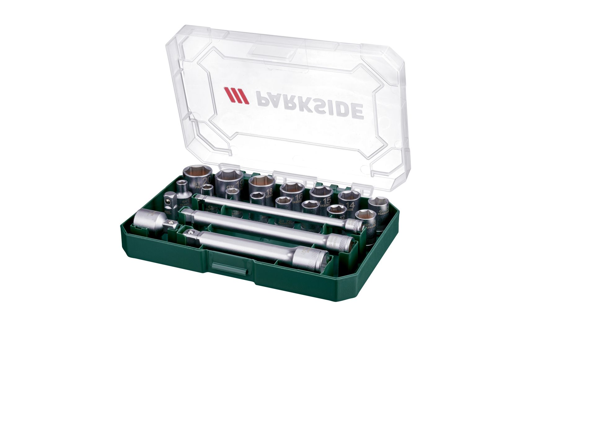 PARKSIDE® Grzechotka, zestaw 2 grzechotek lub zestaw kluczy nasadowych, 20 elementów (Zestaw kluczy nasadowych)