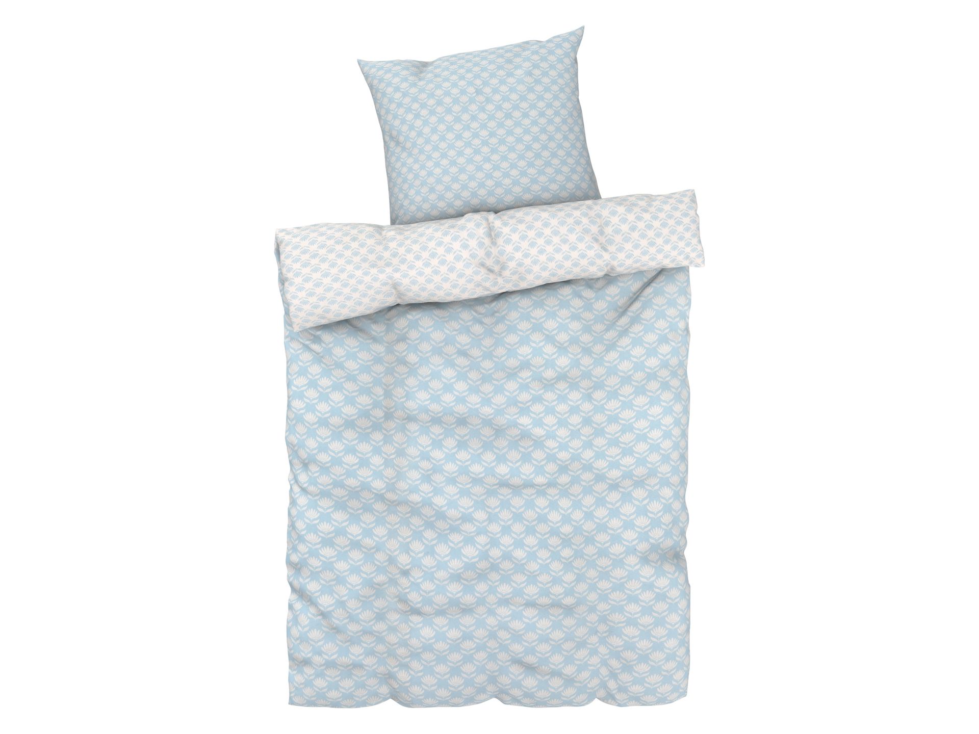 LIVARNO home Pościel z mikrowłókna satynowego, 140 x 200 cm (W kwiaty/ niebieski/ biały)