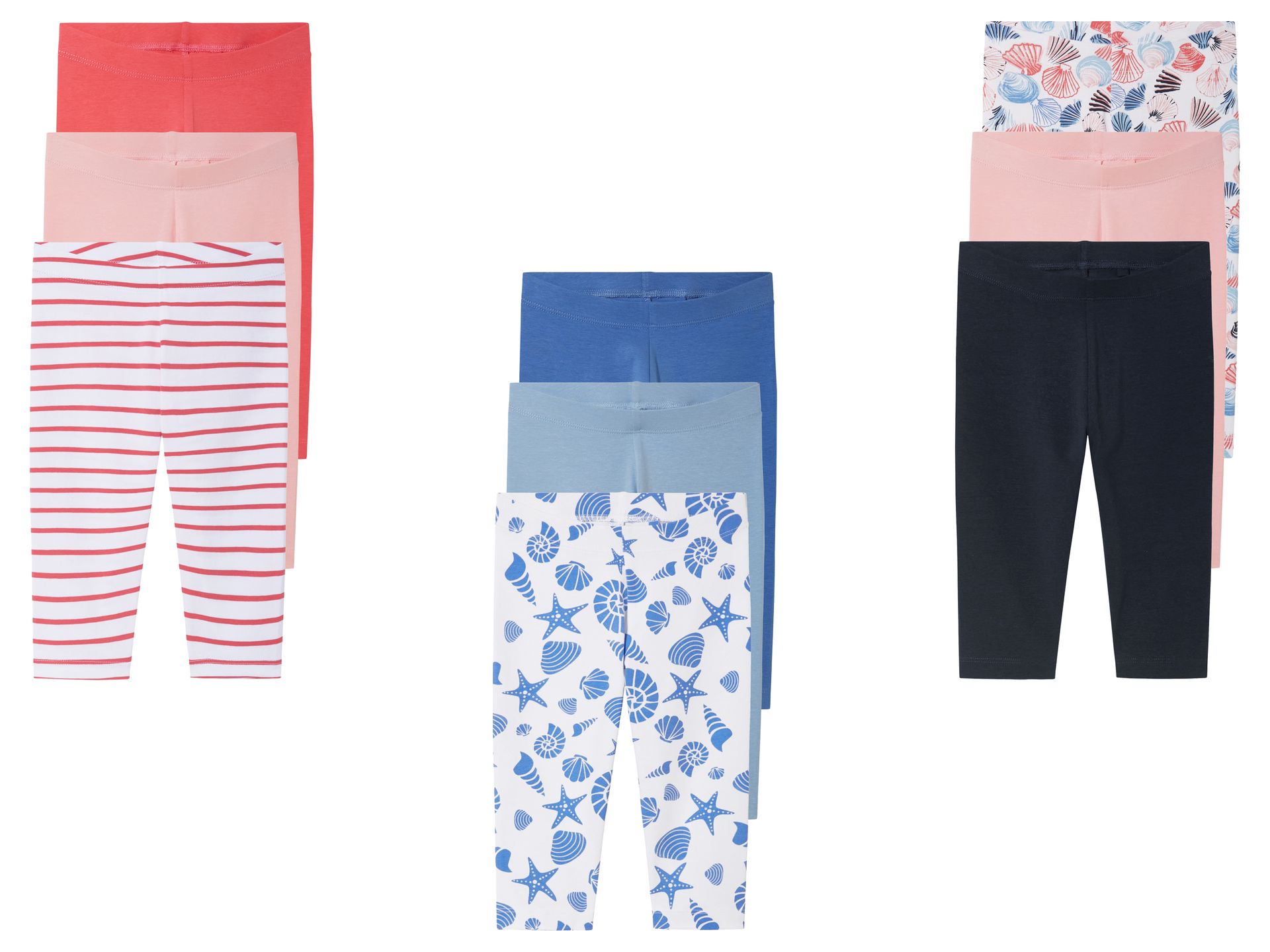 top lupilu® Legginsy dziecięce 3/4 z bawełną, 3 pary