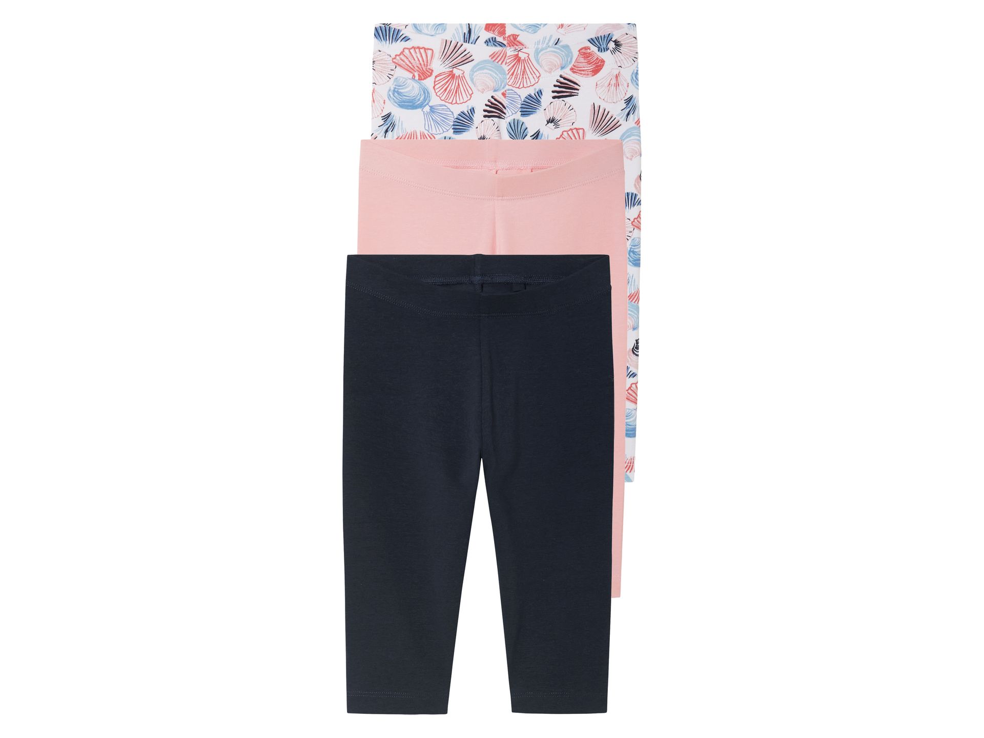 lupilu® Legginsy dziecięce 3/4 z bawełną, 3 pary (Granatowy/różowy, 98/104)