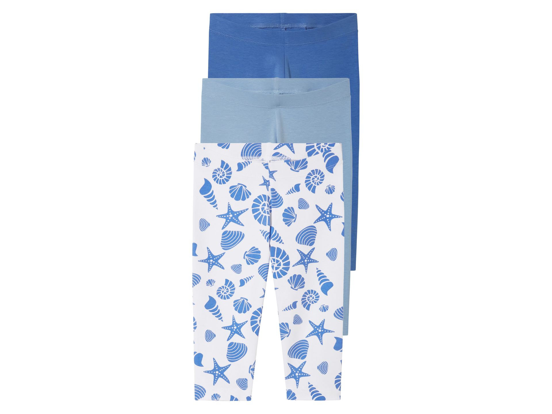 top lupilu® Legginsy dziecięce 3/4 z bawełną, 3 pary (Niebieski, 110/116)