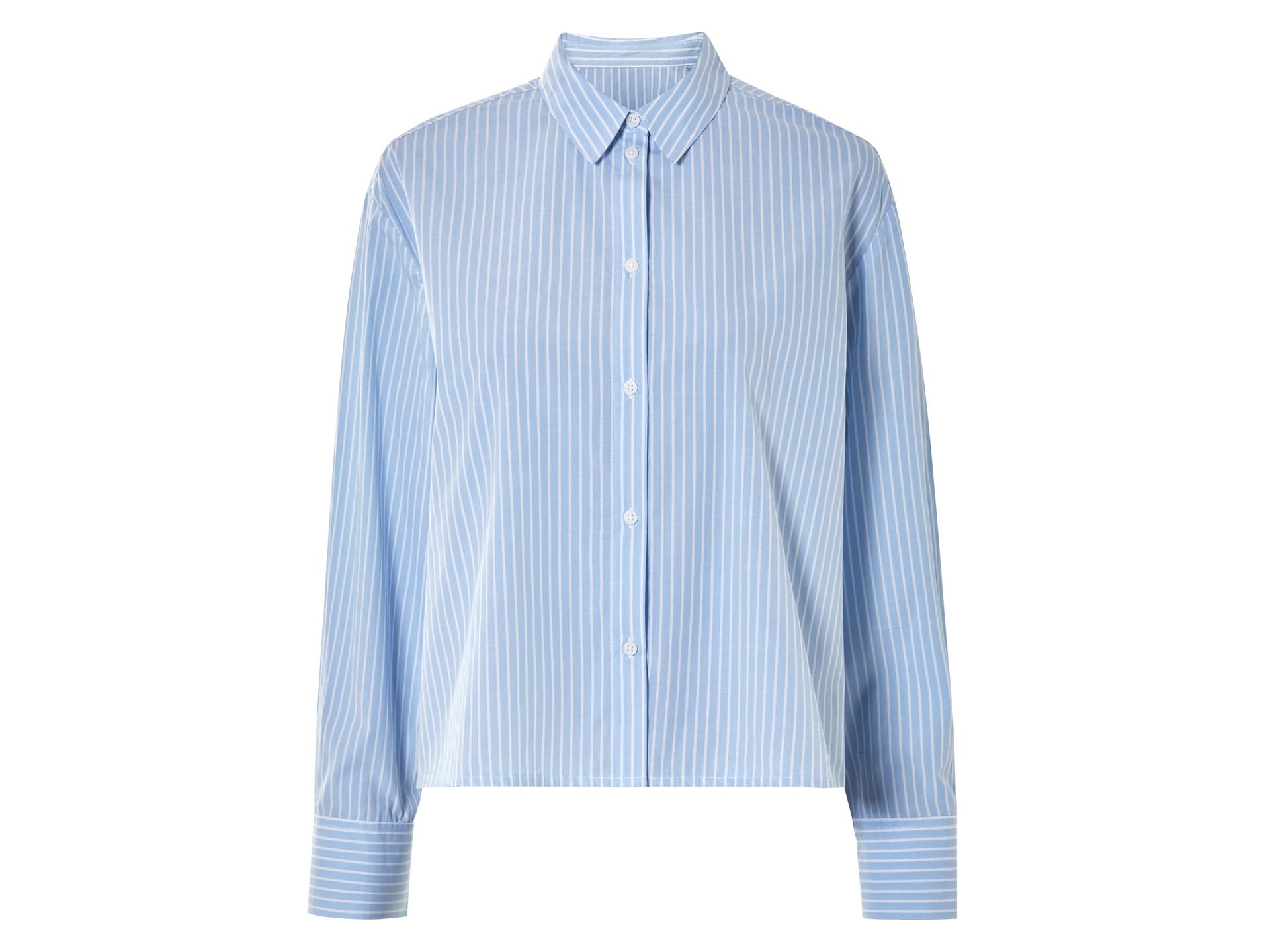 esmara® Koszula damska z bawełny (Niebieski w paski, L(44/46))