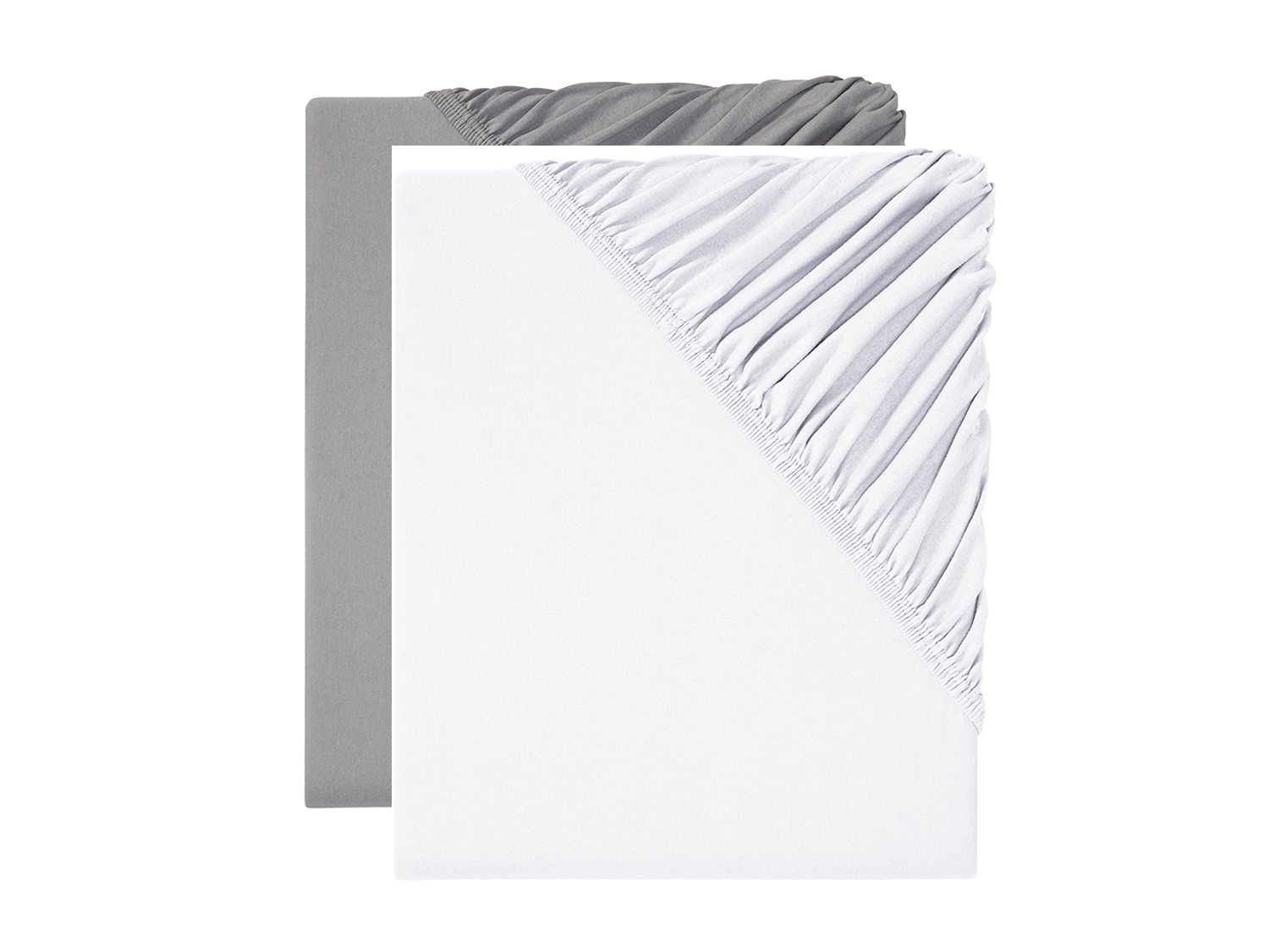 LIVARNO home Komplet 2 prześcieradeł z dżerseju z gumką, 140-160 x 200 cm (Szary/biały)