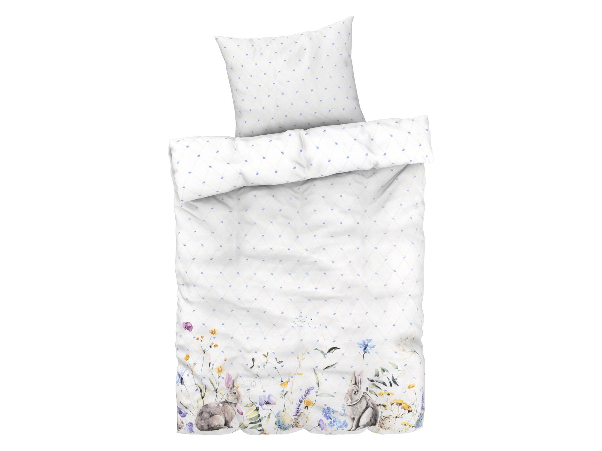 LIVARNO home Pościel z mikrowłókna satynowego, 140 x 200 cm (Biały w kratkę)