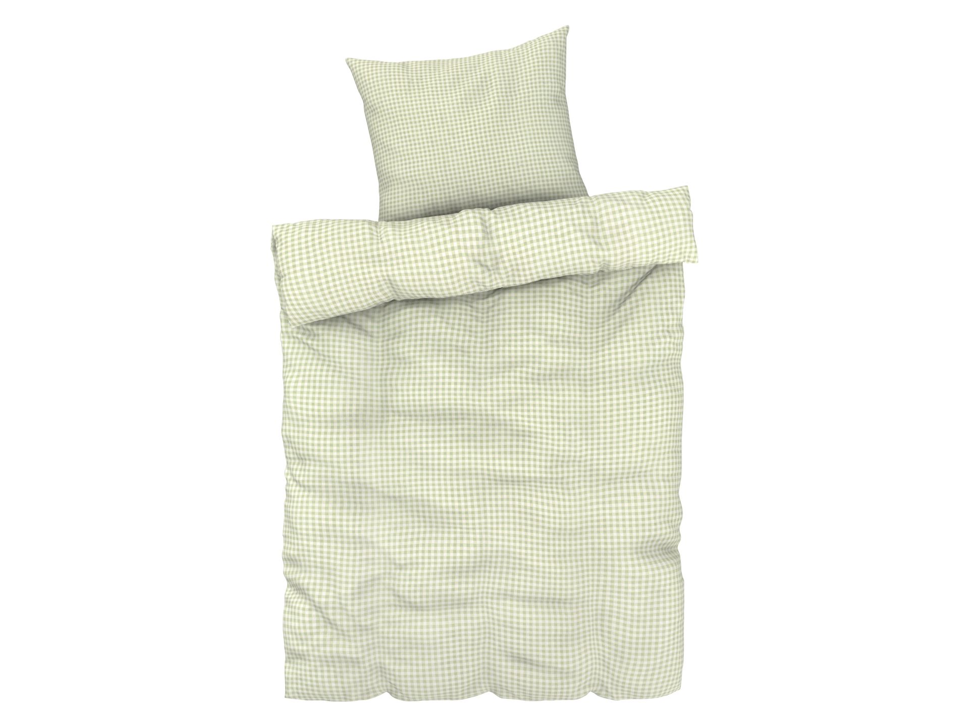 LIVARNO home Pościel z mikrowłókna satynowego, 140 x 200 cm (w kratkę/zielony)