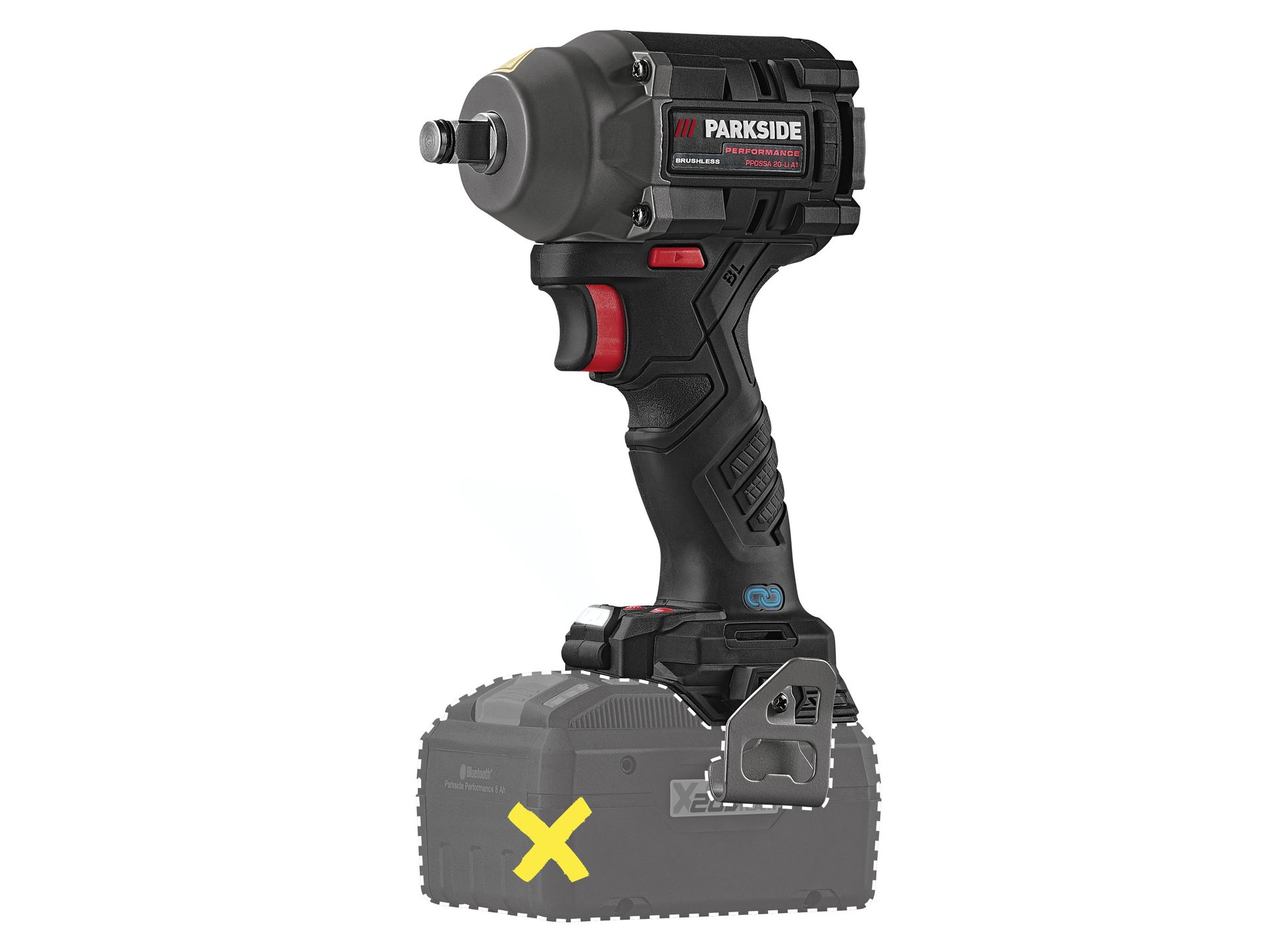 PARKSIDE PERFORMANCE® Akumulatorowy klucz udarowy, 20 V, PPDSSA 20-Li A1 (bez akumulatora i ładowarki)