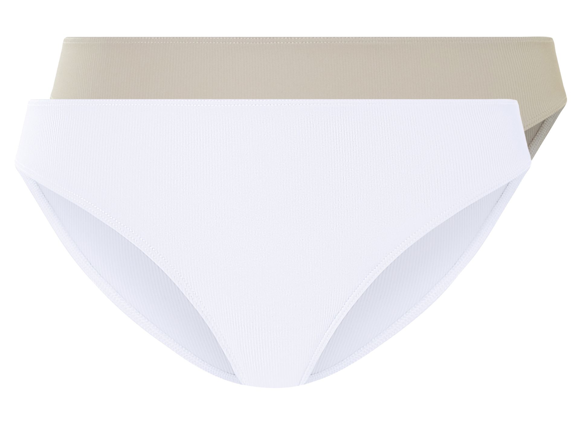 esmara® Majtki figi damskie prążkowane, 2 pary (Beżowy/ biały, XS (32/34))
