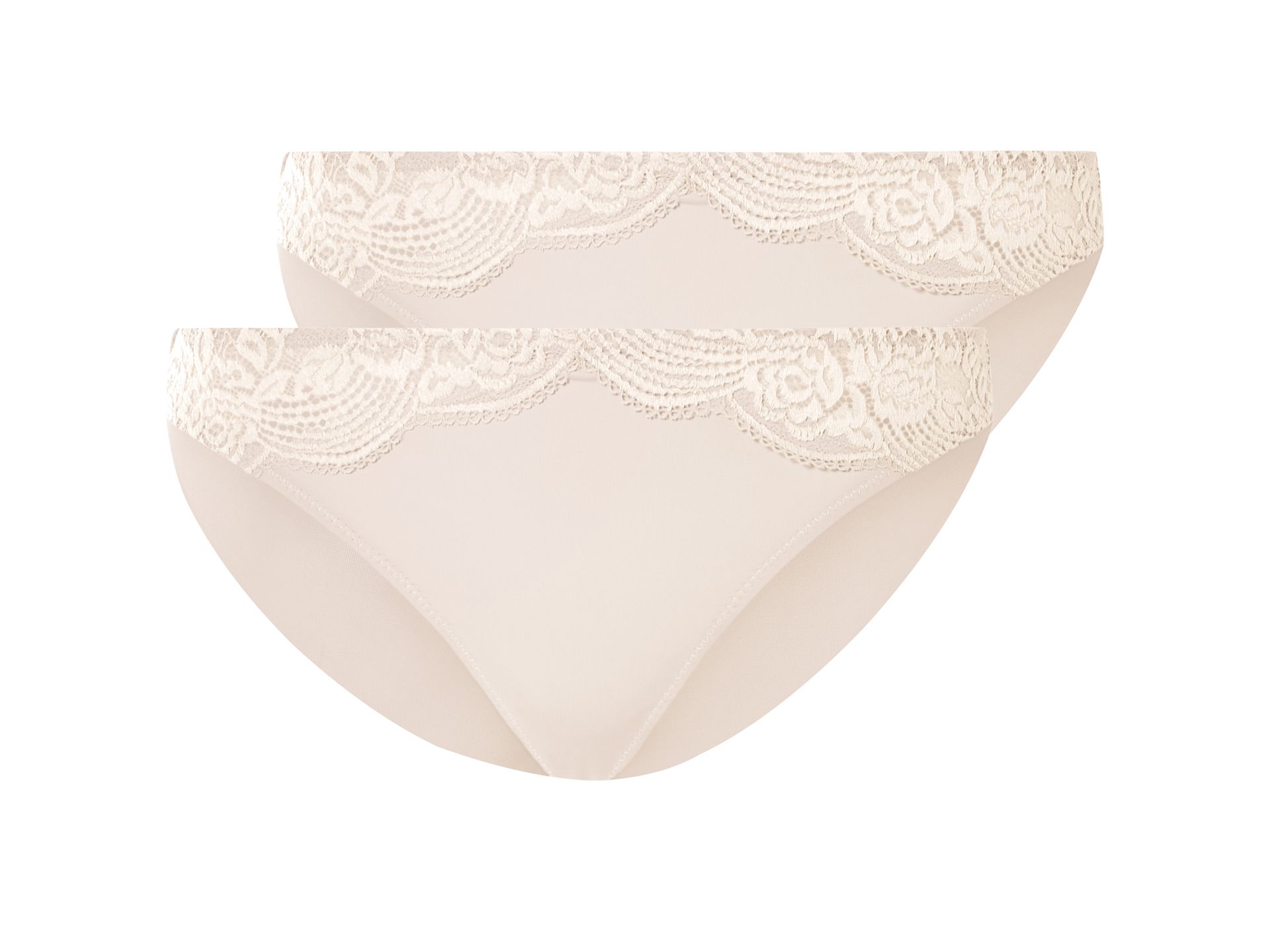 esmara® Figi damskie z koronką, 2 pary (Beżowy, L(44/46))