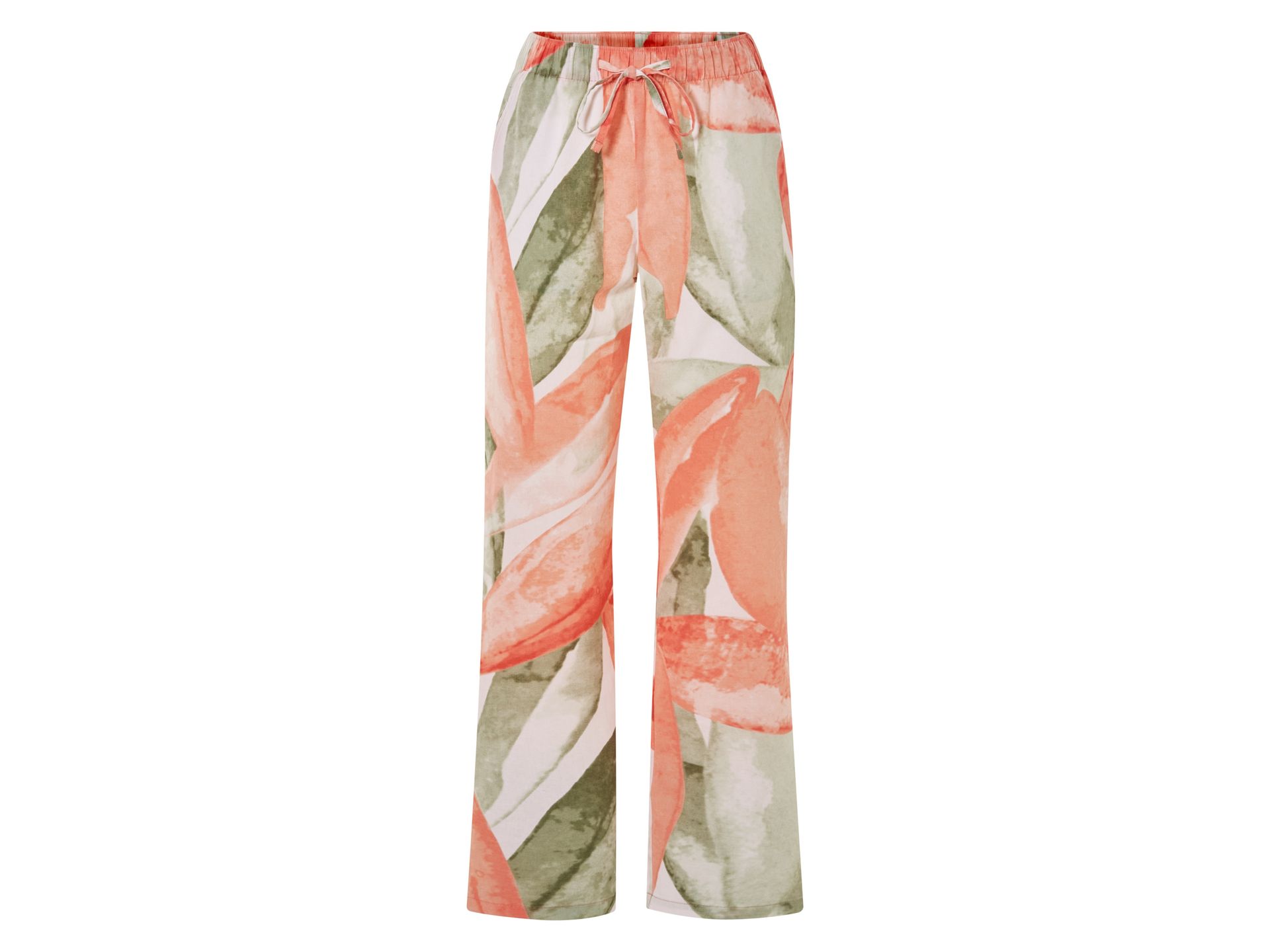 esmara® Spodnie damskie z lnem i bawełną (koralowy/oliwkowy, 42)