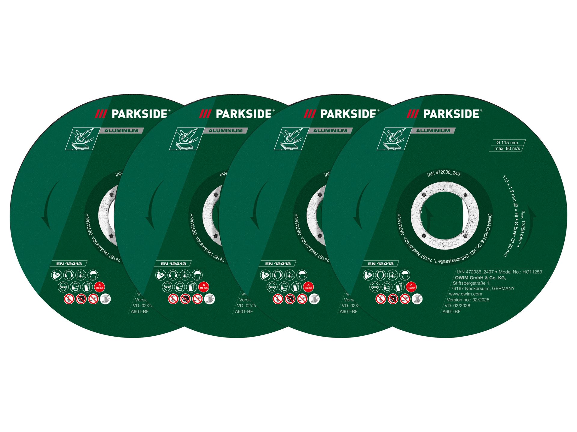 PARKSIDE® Zestaw 4 lub 11 tarcz do cięcia, Ø 115 mm (Tarcza do aluminium, 4 sztuki)