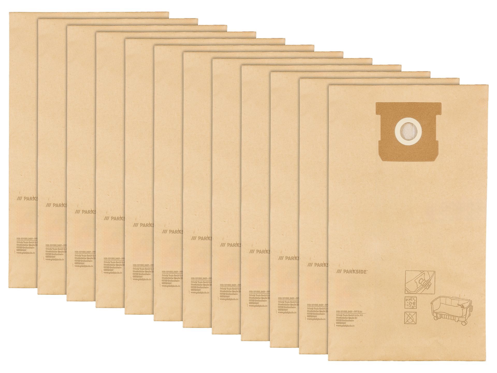 PARKSIDE® Worki filtracyjne PFT 8 A1/PVFT 8 A1 do odkurzacza (Worki filtracyjne, 12 sztuk)