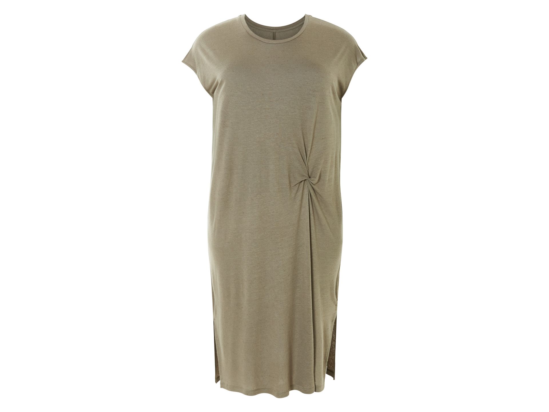 esmara® Sukienka damska midi z lnem (Khaki, XXL (52/54))