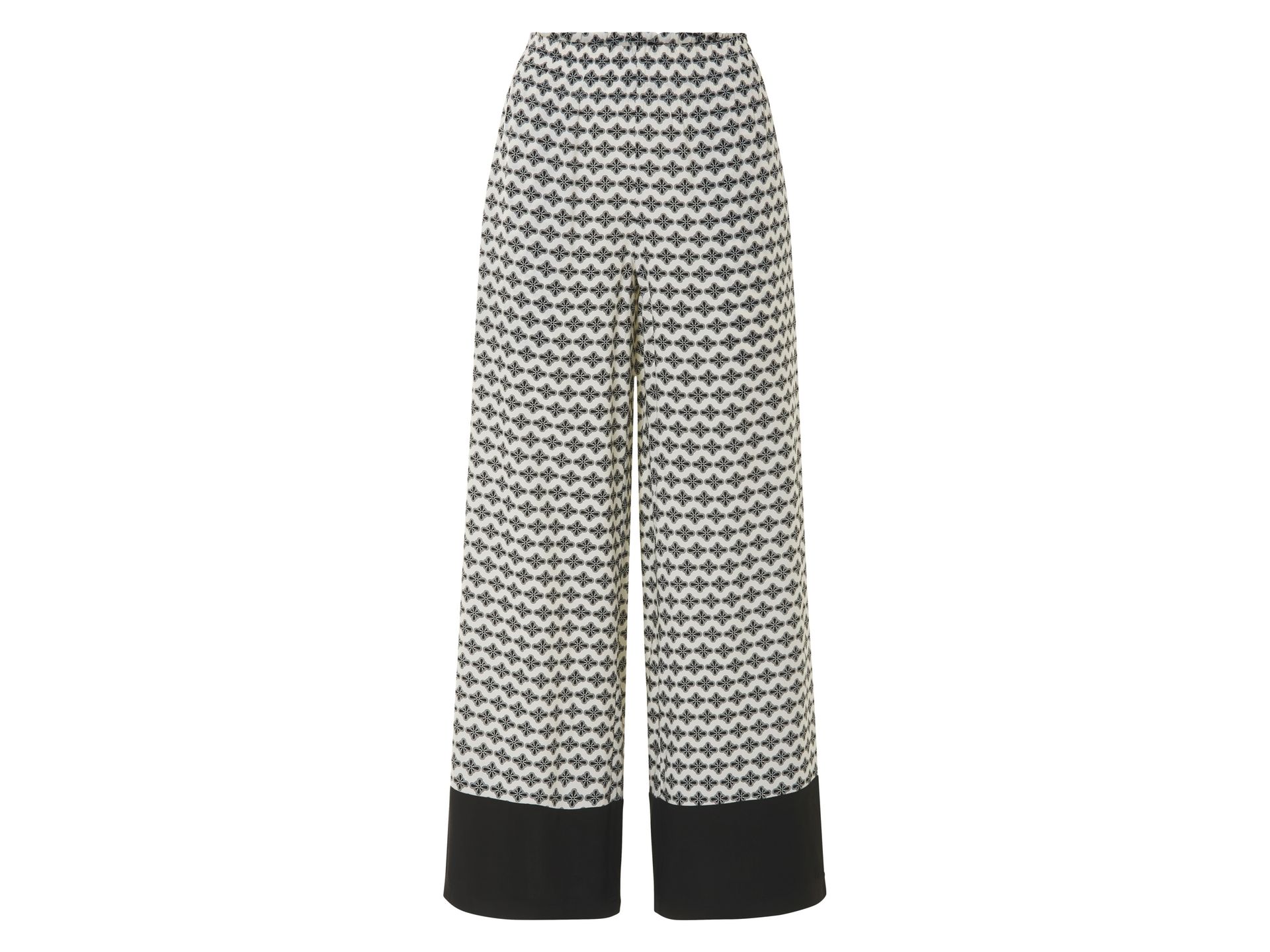 esmara® Spodnie wide leg damskie z wiskozy (Wzorzysty/biały, XS (32/34))