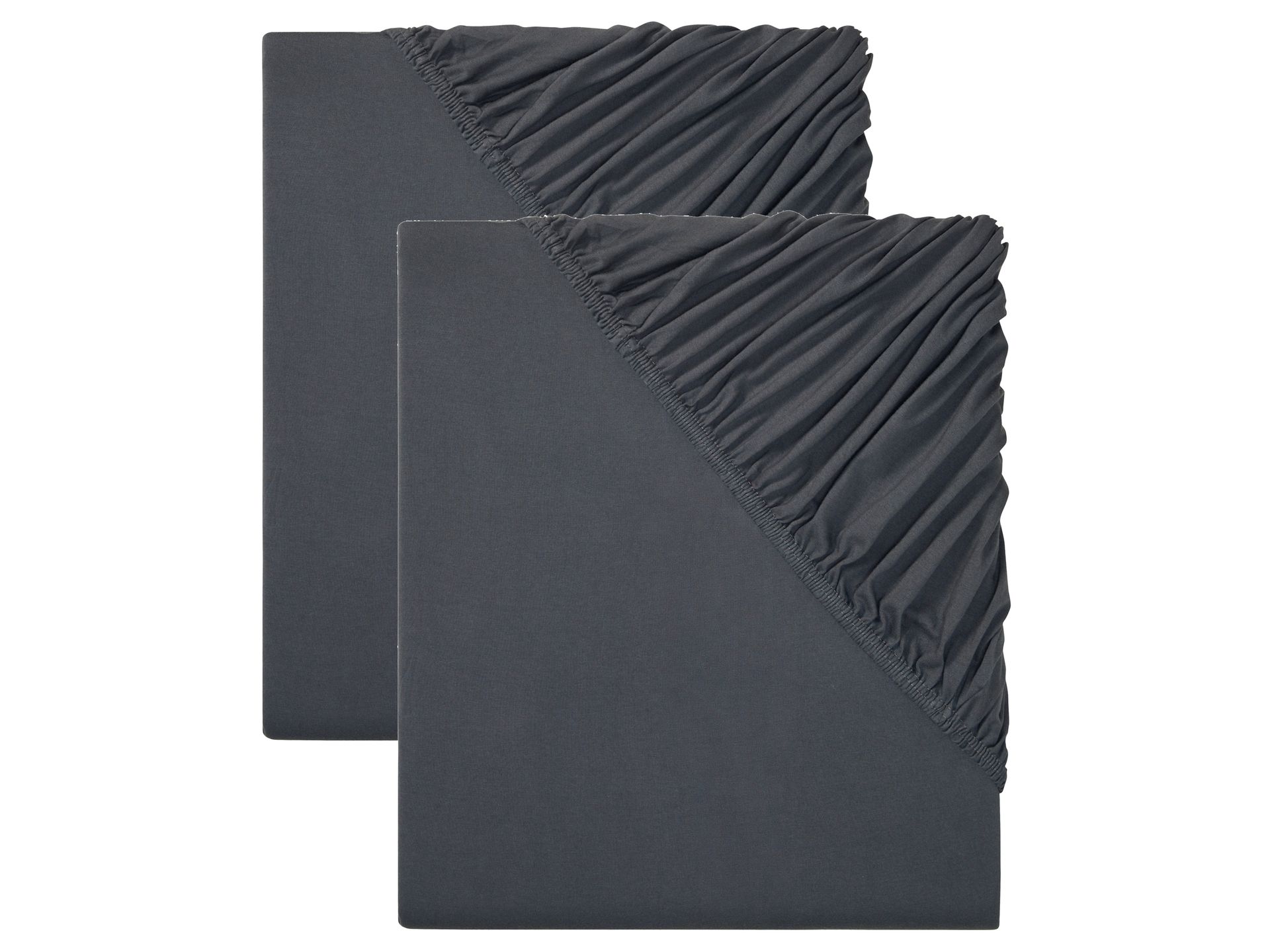 LIVARNO home Komplet prześcieradeł z dżerseju z gumką, 180-200 x 200 cm (Ciemnoszary)