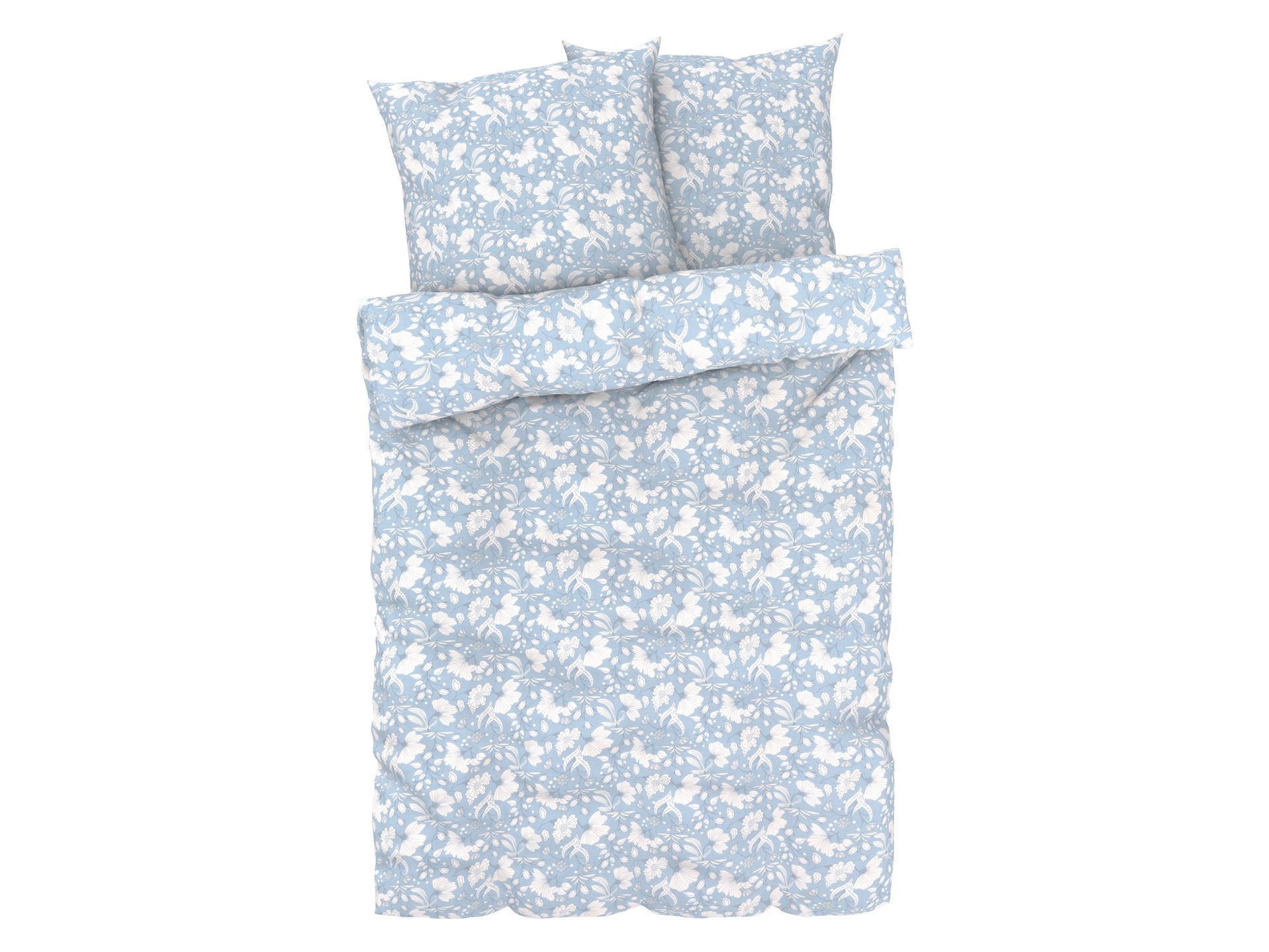 LIVARNO home Pościel z bawełny satynowej, 160 x 200 cm (Niebieski)