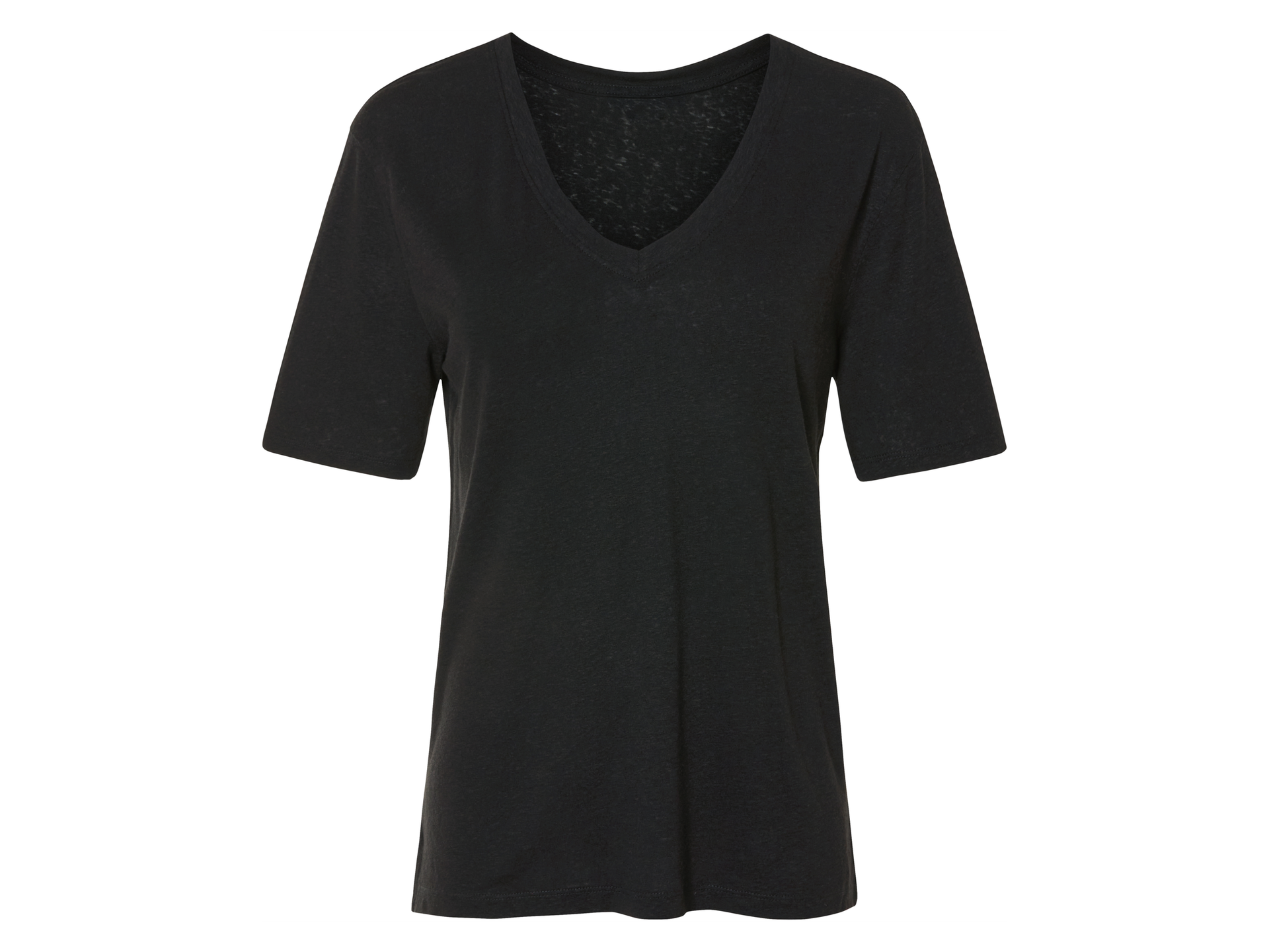 esmara® T-shirt damski z lnem i wiskozą (Czarny, S(36/38))