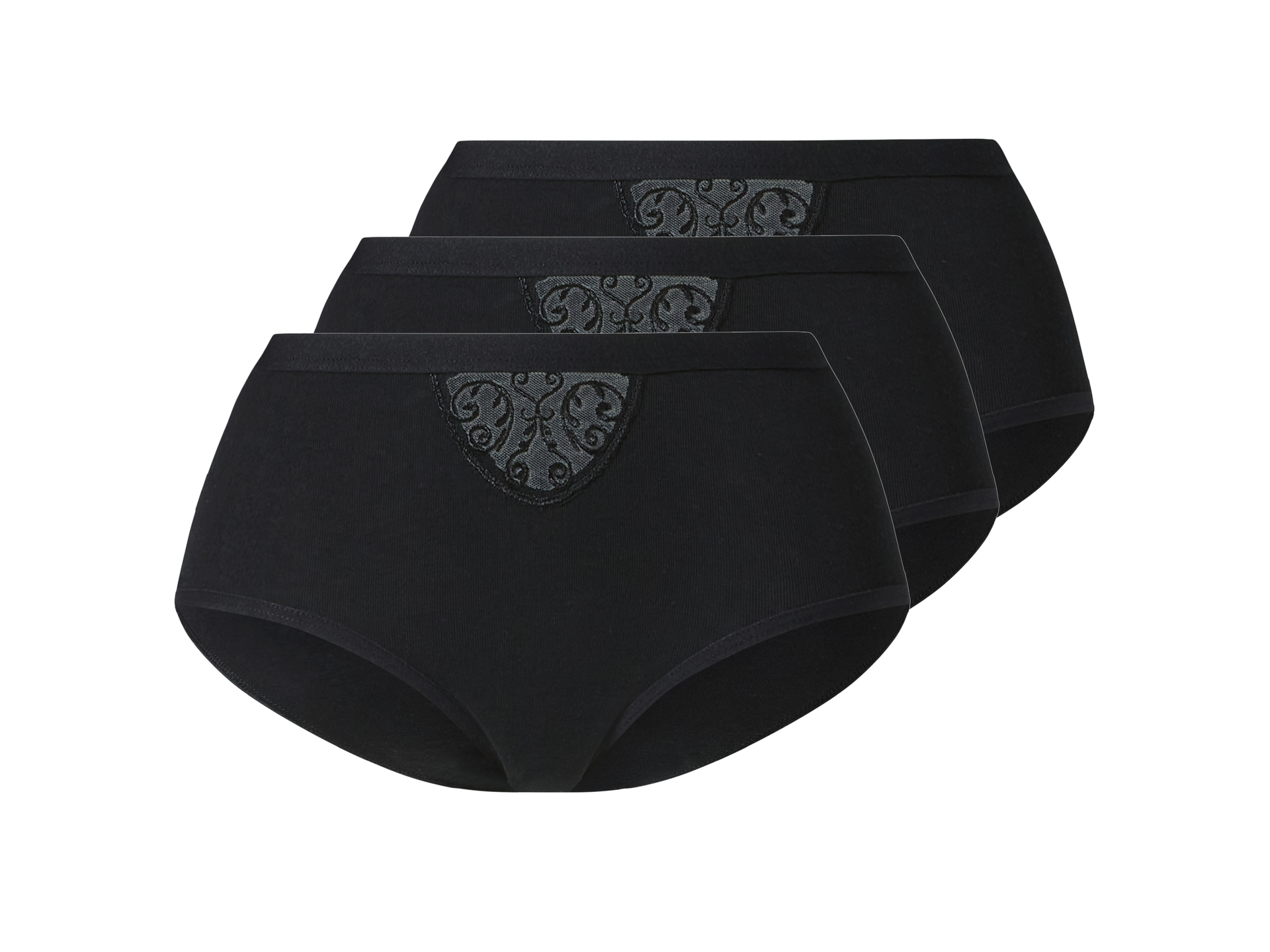 esmara® Majtki figi damskie z bawełny, 3 pary (Czarny, L(44/46))