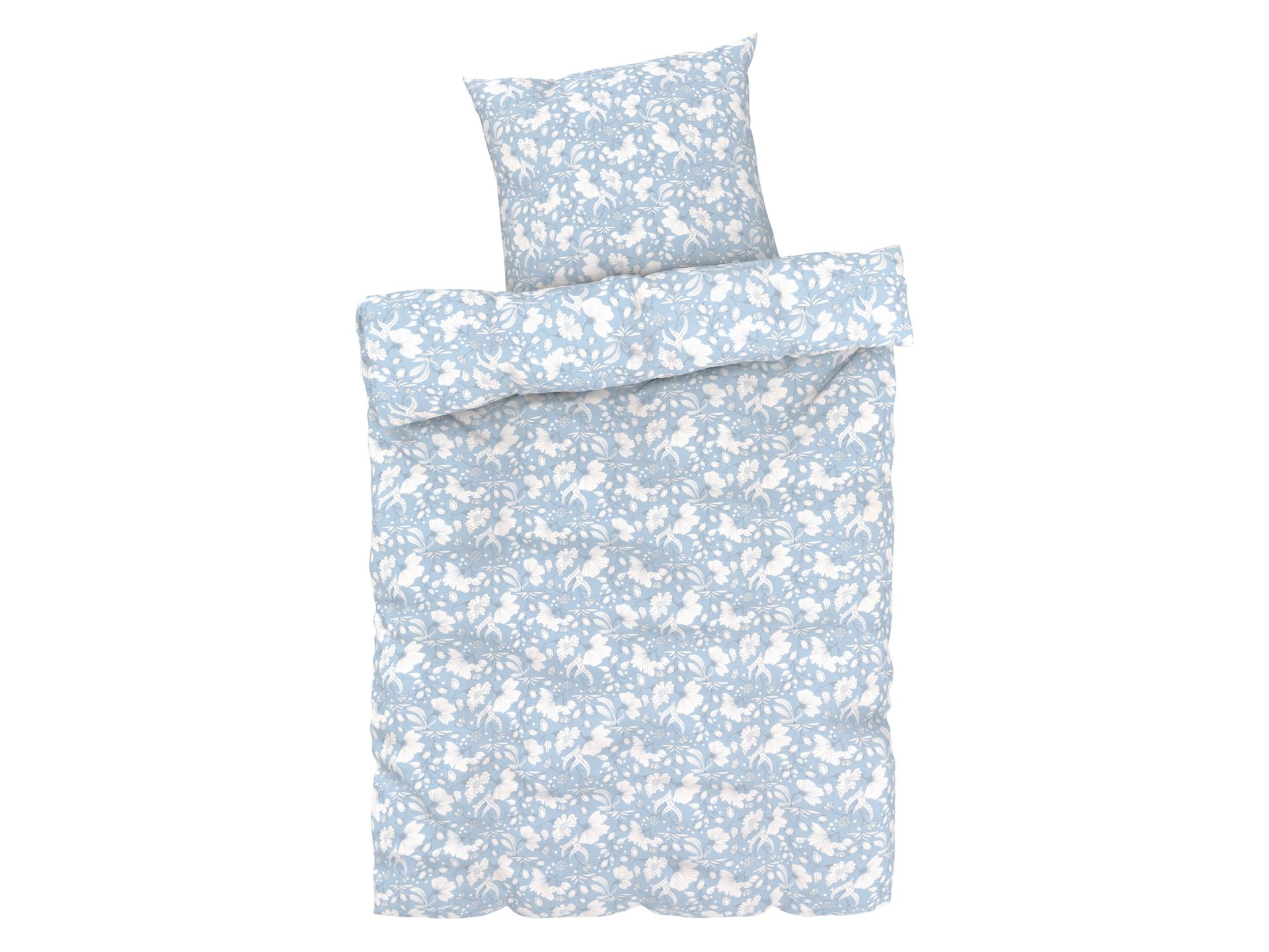 LIVARNO home Pościel z bawełny satynowej, 140 x 200 cm (Niebieski)