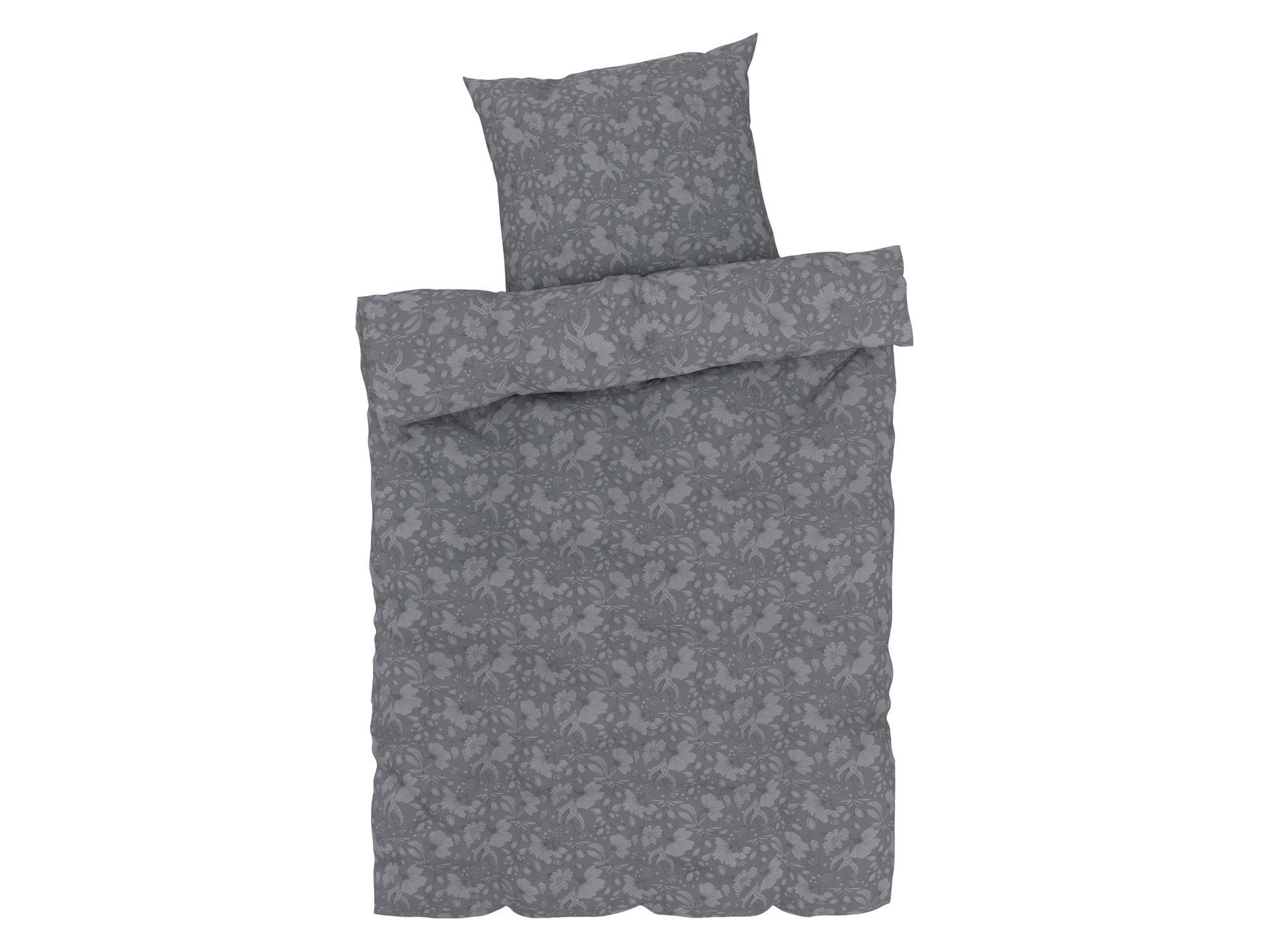 LIVARNO home Pościel z bawełny satynowej, 140 x 200 cm (Szary)