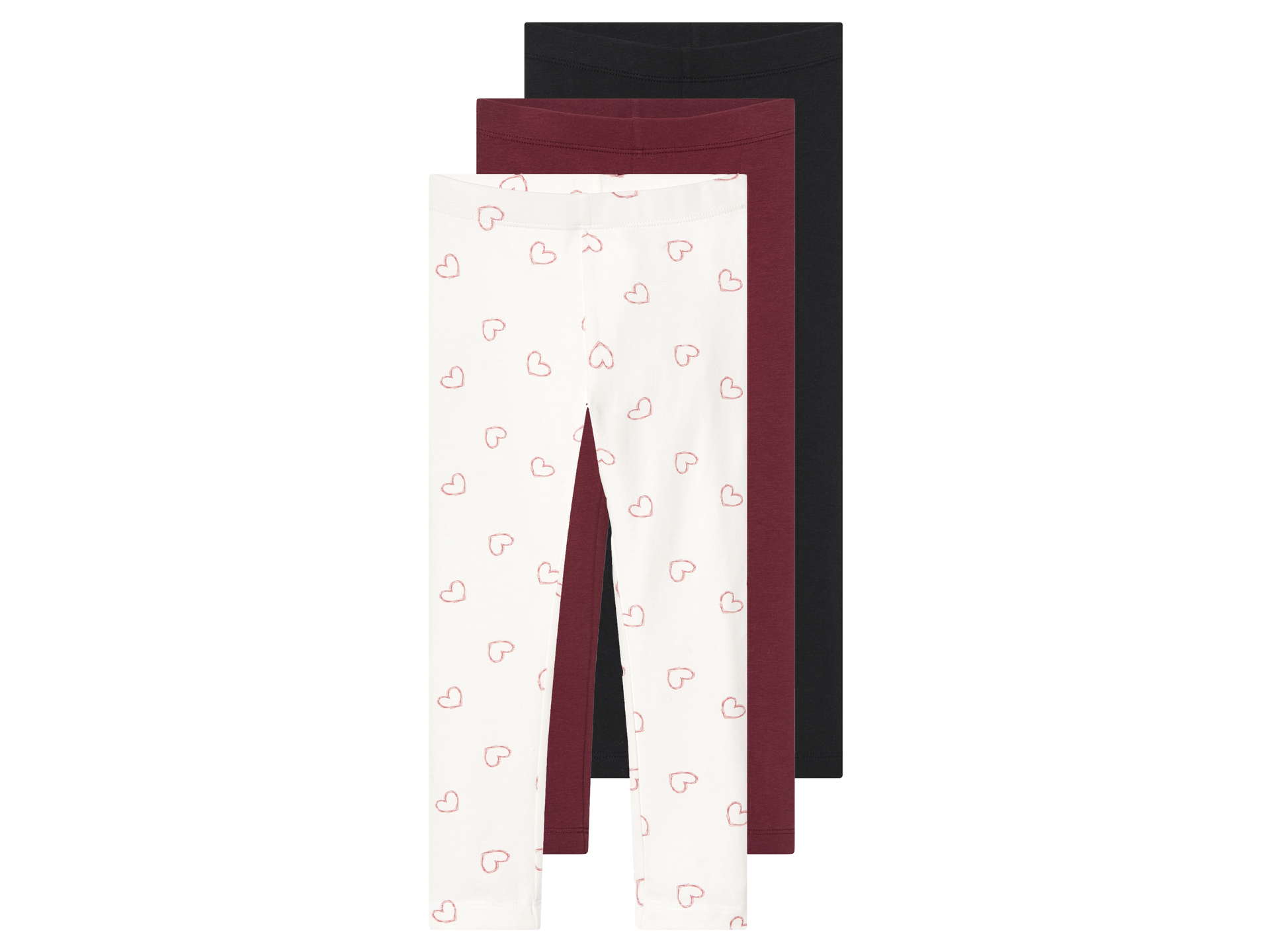 lupilu® Legginsy dziecięce z bawełną, 3 pary (różowy/biały/czarny, 98/104)
