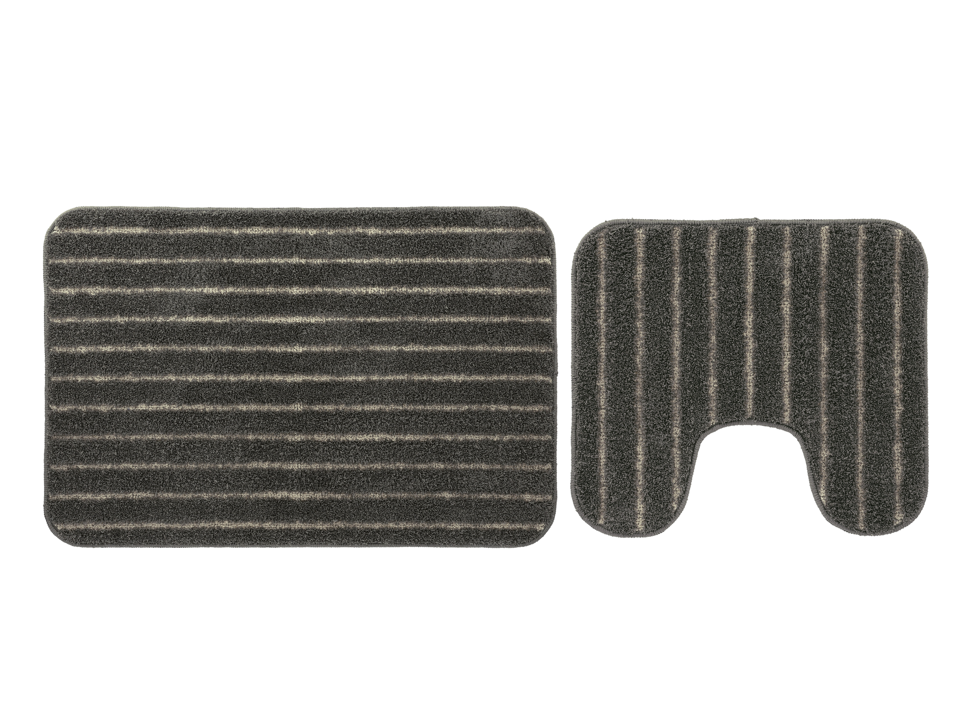 LIVARNO home Komplet 2 dywaników łazienkowych (szary z wycięciem na WC)