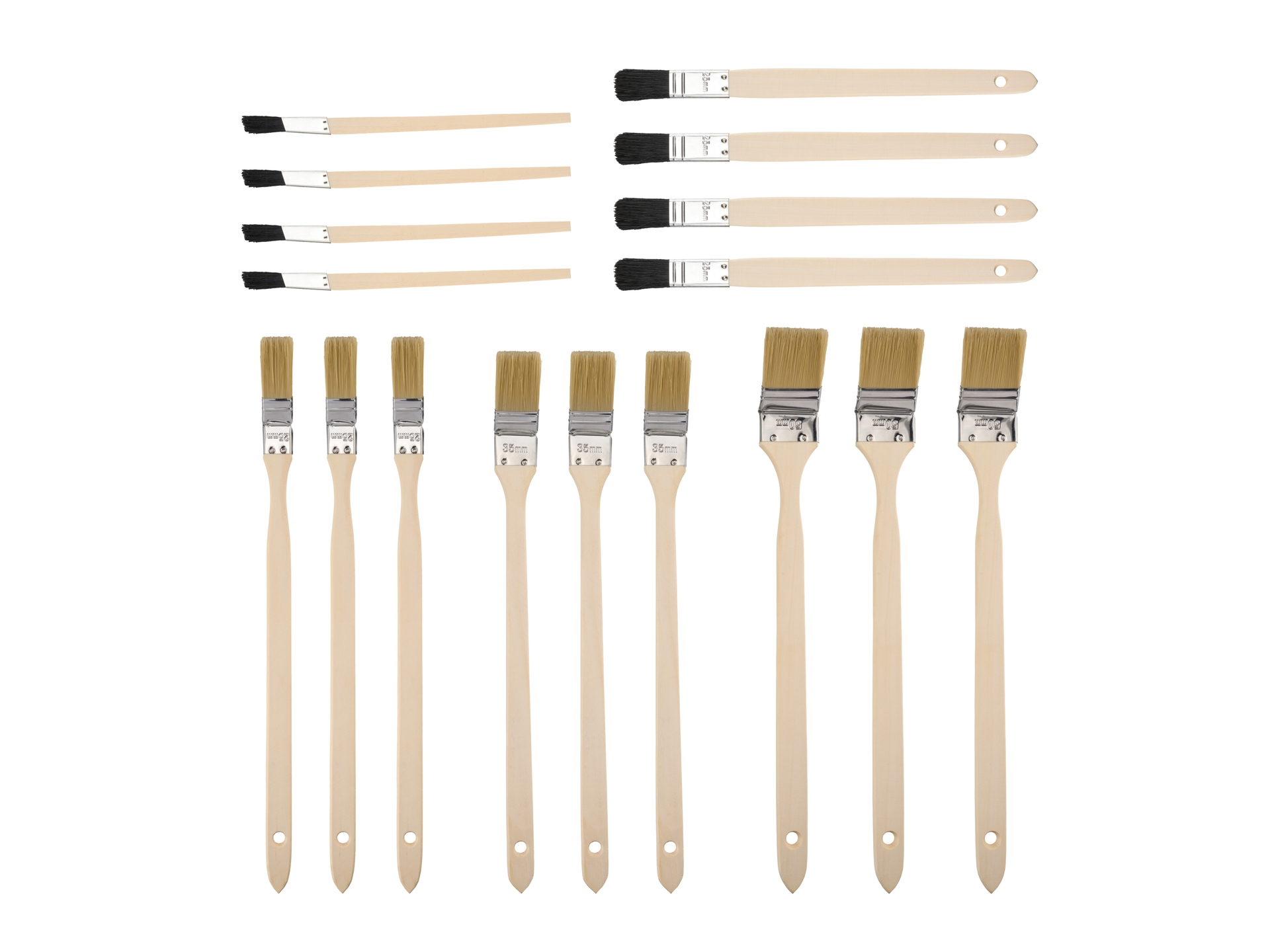 PARKSIDE® Zestaw 17 pędzli z drewnianymi uchwytami (Długi uchwyt)