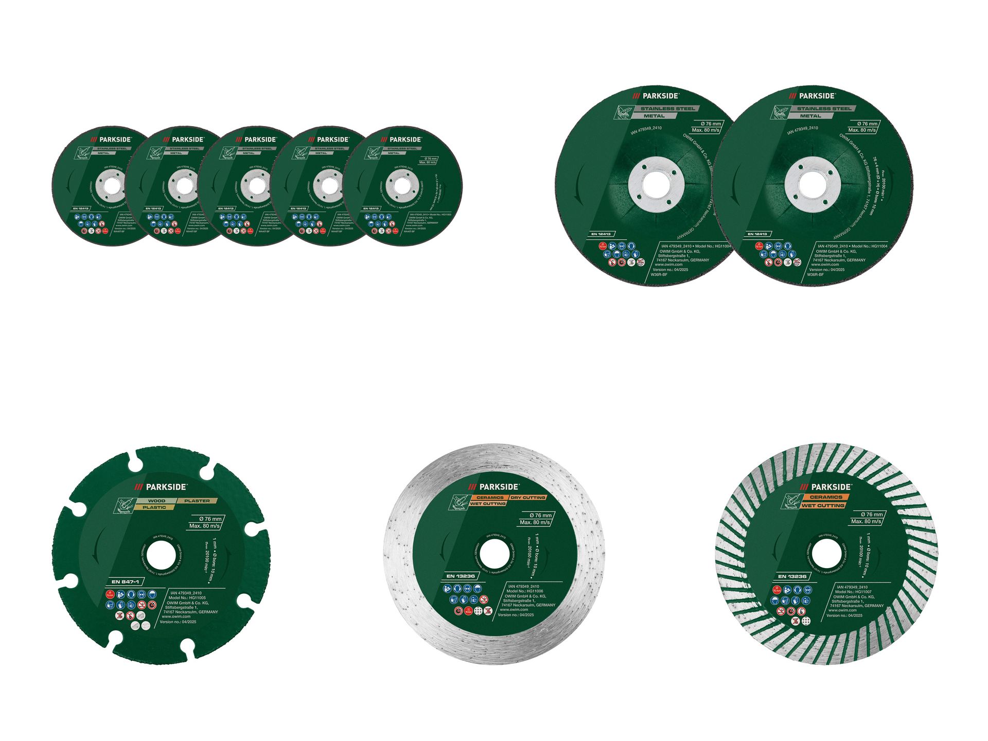 PARKSIDE® Tarcze do metalu / Tarcze do szlifowania metalu / Tarcza do drewna / Tarcza diamentowa (Turbo) / Tarcza diamentowa