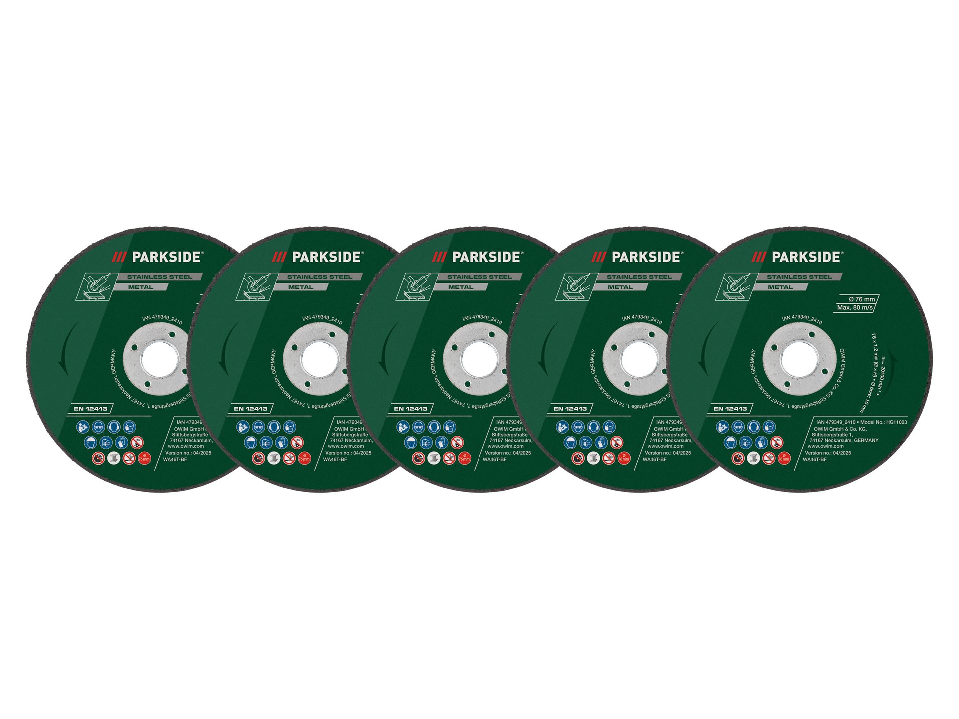 PARKSIDE® Tarcze do metalu / Tarcze do szlifowania metalu / Tarcza do drewna / Tarcza diamentowa (Turbo) / Tarcza diamentowa (Tarcze do cięcia, 5 sztu