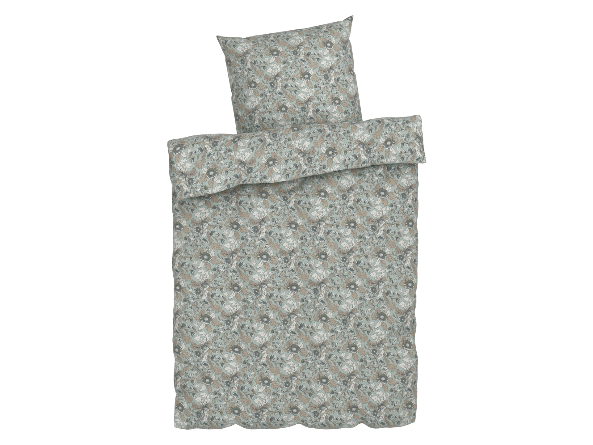 LIVARNO home Pościel z bawełny renforcé, 140 x 200 cm (Kwiaty małe/zielone)
