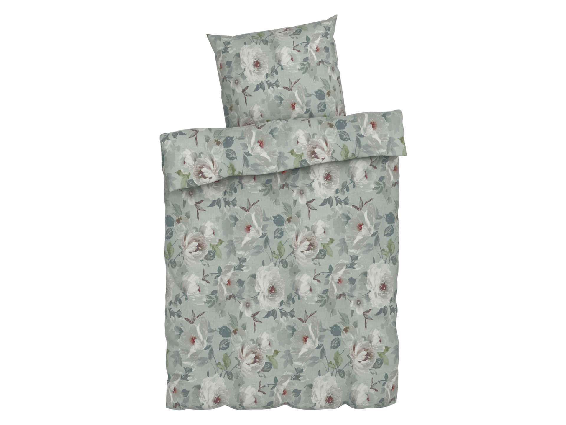 LIVARNO home Pościel z bawełny renforcé, 140 x 200 cm (Kwiaty duże/zielone)