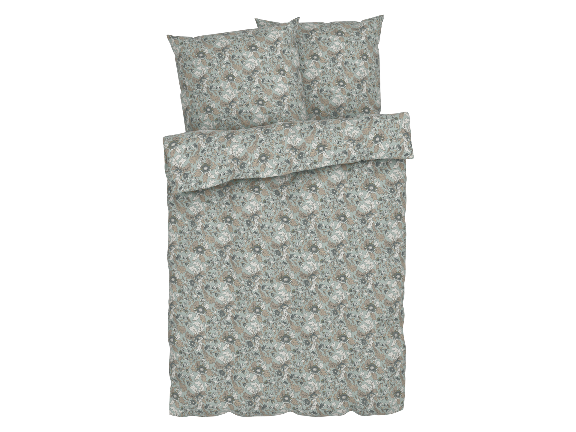 LIVARNO home Pościel z bawełny renforcé, 160 x 200 cm (Kwiaty małe/zielone)
