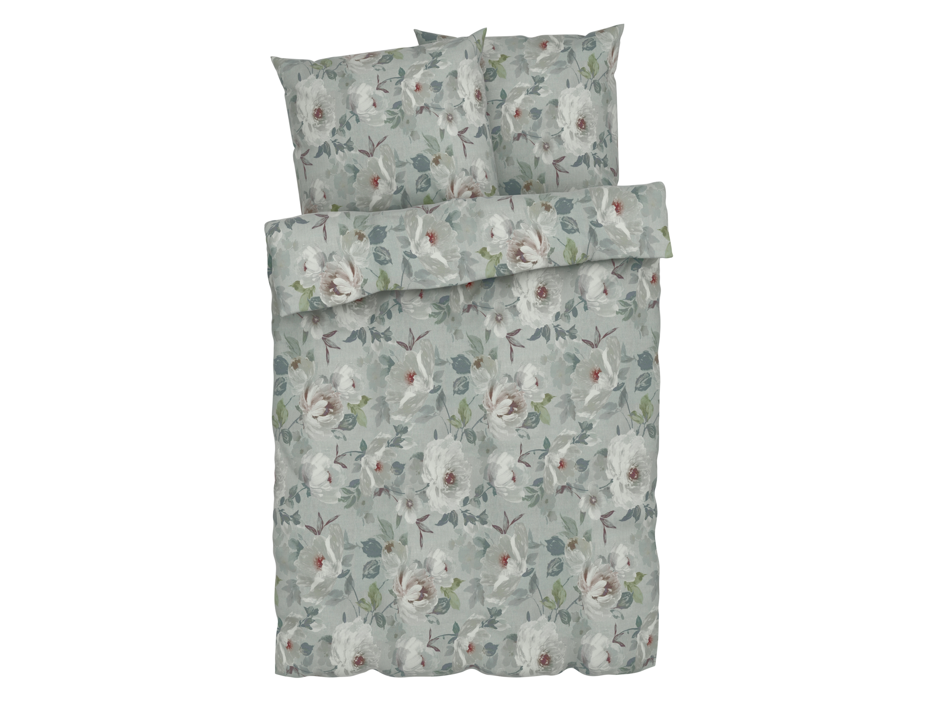 LIVARNO home Pościel z bawełny renforcé, 160 x 200 cm (Kwiaty duże/zielone)
