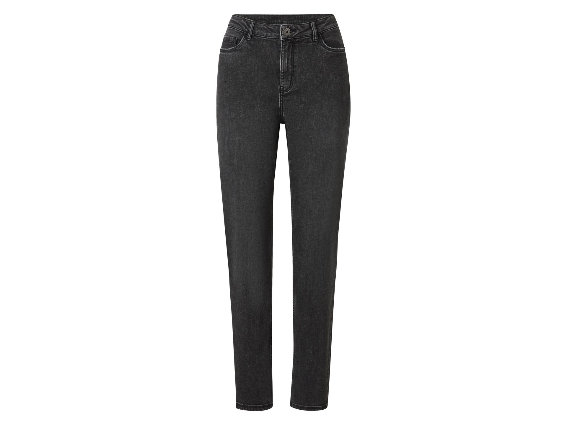 esmara® Jeansy straight high waist damskie z bawełną (Szary, 42)