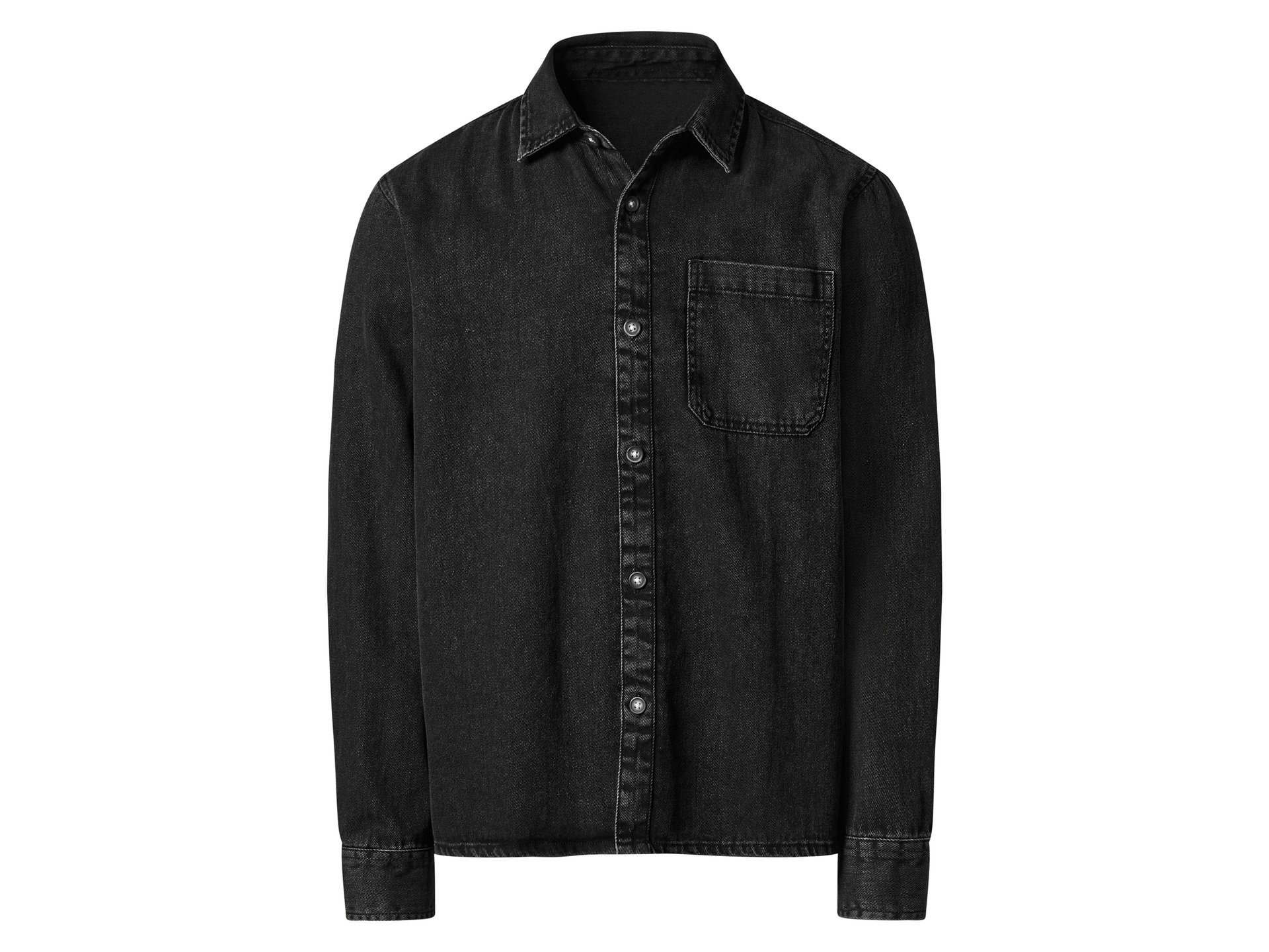 esmara Men Koszula jeansowa męska z bawełny (Czarny, L (41/42))