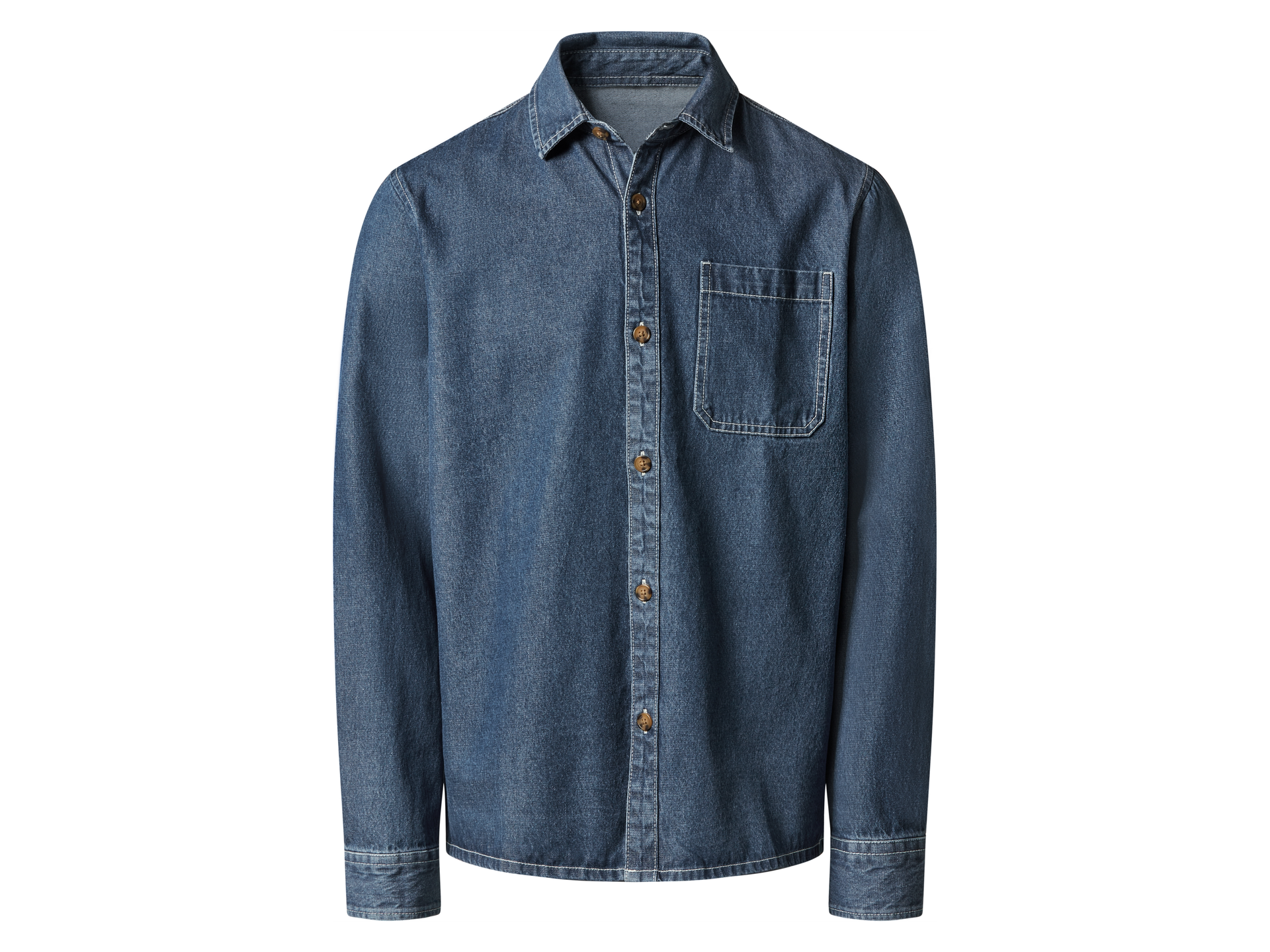 esmara Men Koszula jeansowa męska z bawełny (Niebieski, XL (43/44))